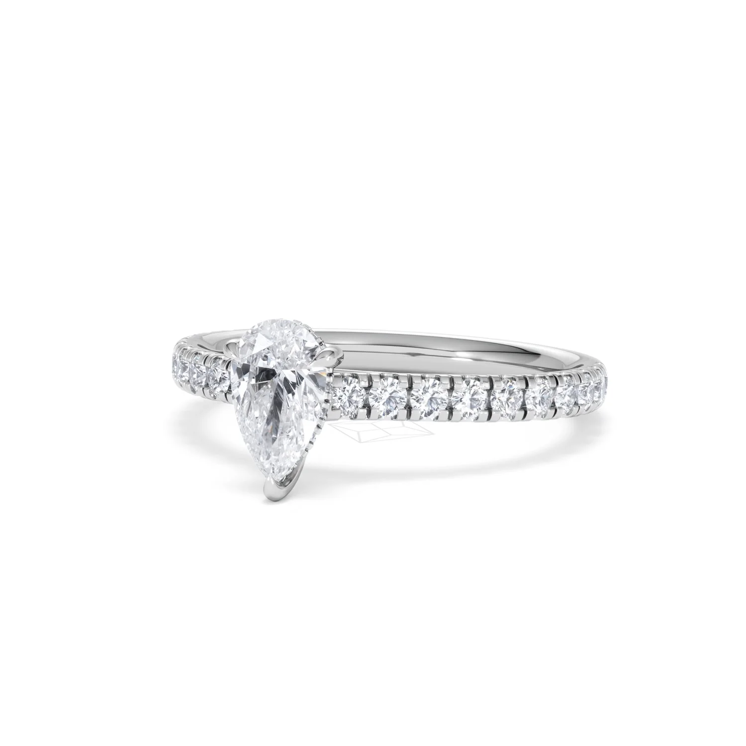 Amora Pear 0.97ct Hidden Halo Lab Diamond Engagement Ring With Side Stones Set in 18K White Gold - Image 83