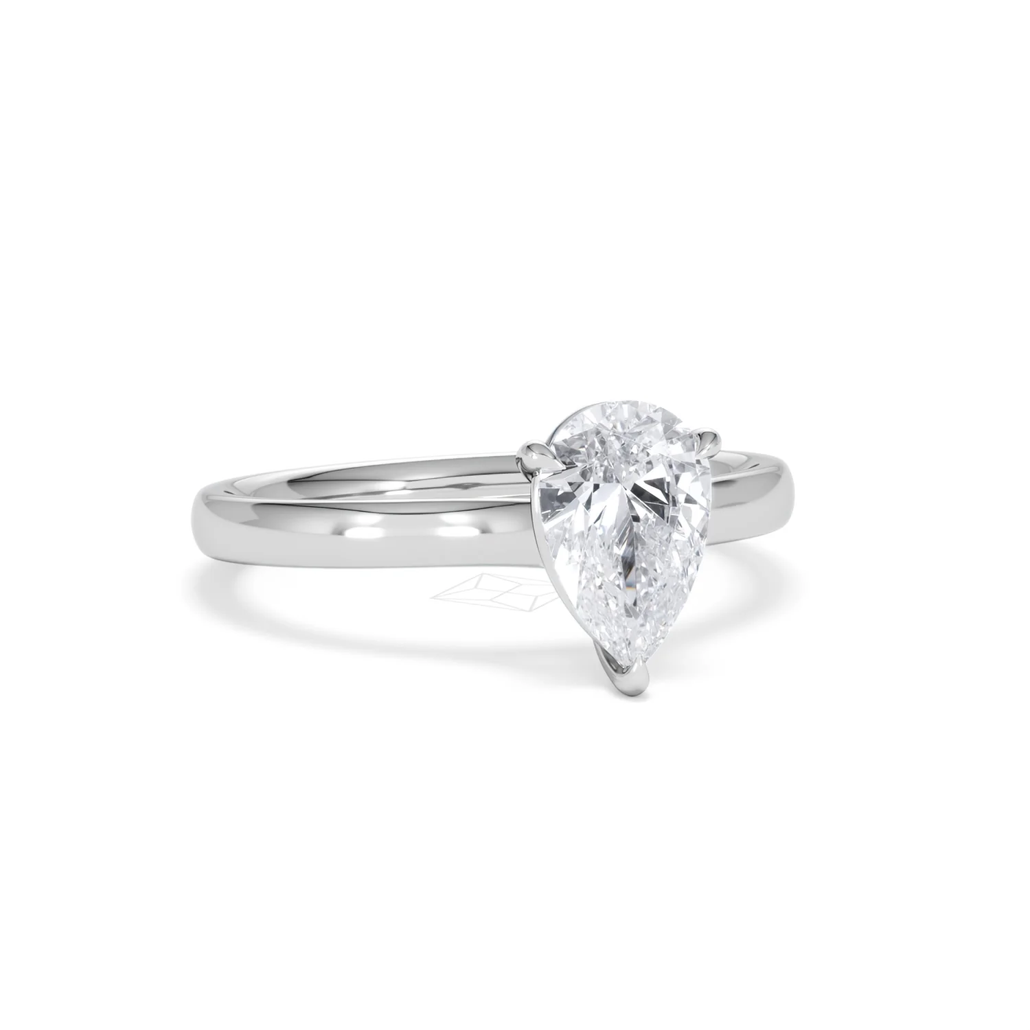 Amora Pear 1.00ct Lab Diamond Engagement Ring F/VS Set in 18K White Gold - Image 12