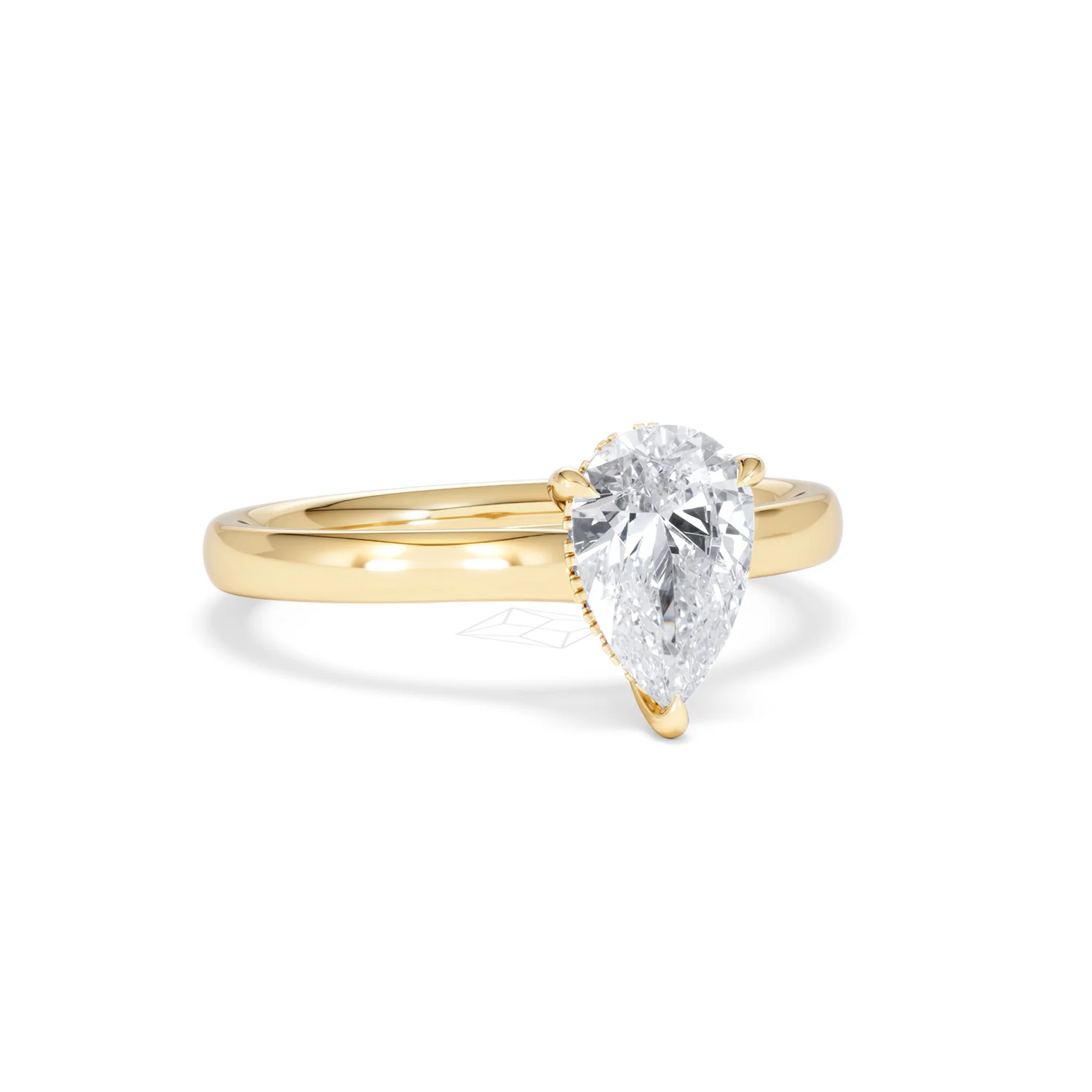 Amora Pear 1.07ct Hidden Halo Lab Diamond Engagement Ring F/VS Set in 18K Gold - Image 12