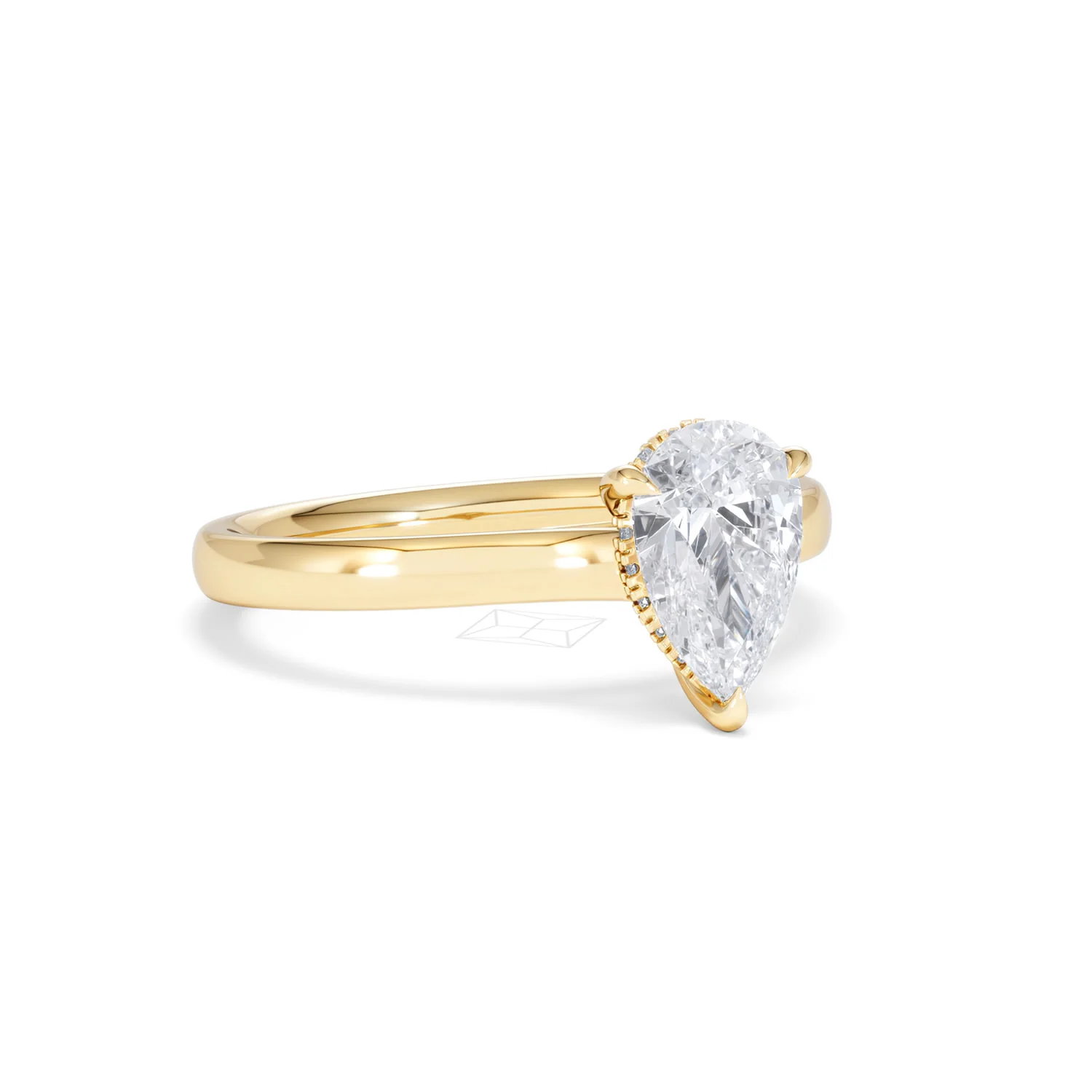 Amora Pear 1.07ct Hidden Halo Lab Diamond Engagement Ring F/VS Set in 18K Gold - Image 14