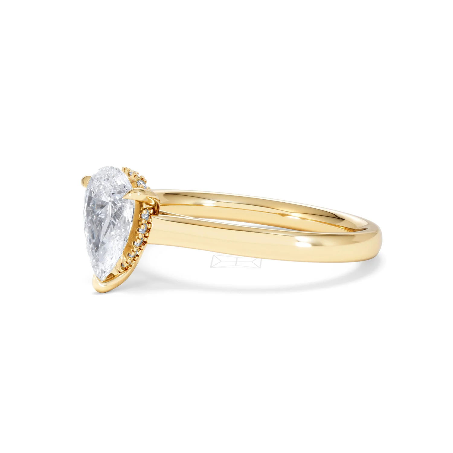 Amora Pear 1.07ct Hidden Halo Lab Diamond Engagement Ring F/VS Set in 18K Gold - Image 77