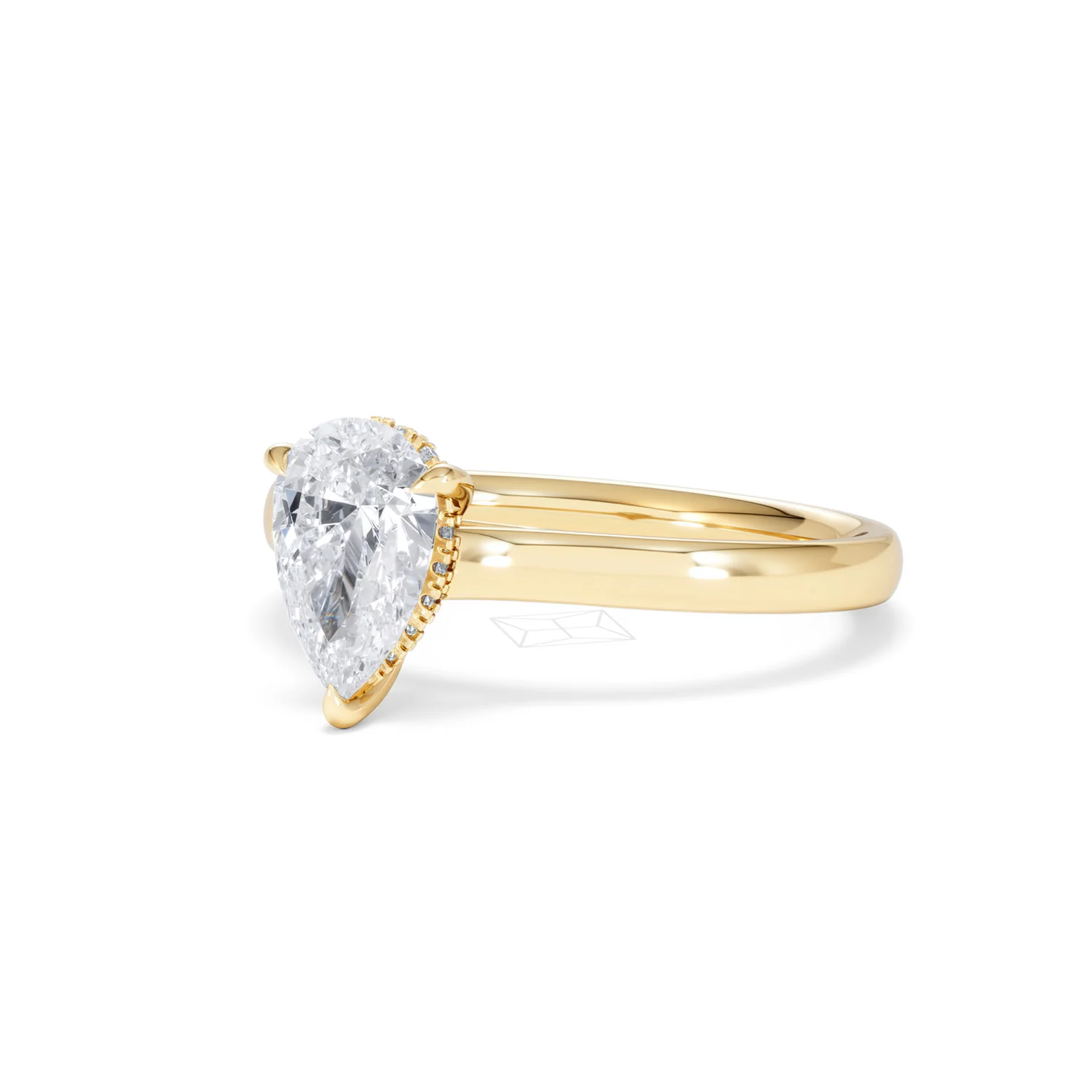 Amora Pear 1.07ct Hidden Halo Lab Diamond Engagement Ring F/VS Set in 18K Gold - Image 81