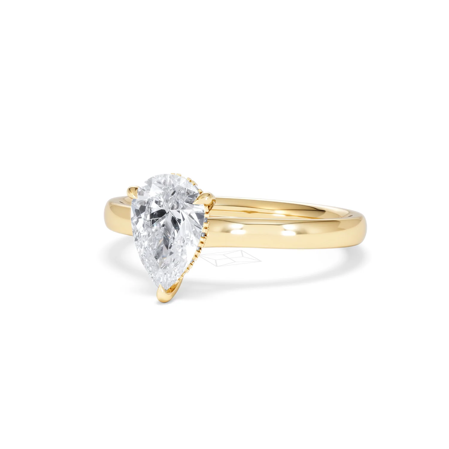Amora Pear 1.07ct Hidden Halo Lab Diamond Engagement Ring F/VS Set in 18K Gold - Image 83