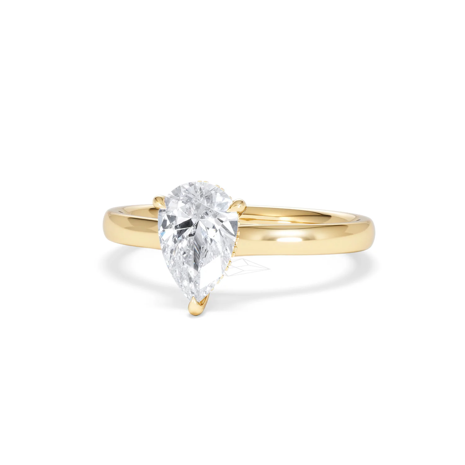 Amora Pear 1.07ct Hidden Halo Lab Diamond Engagement Ring F/VS Set in 18K Gold - Image 85