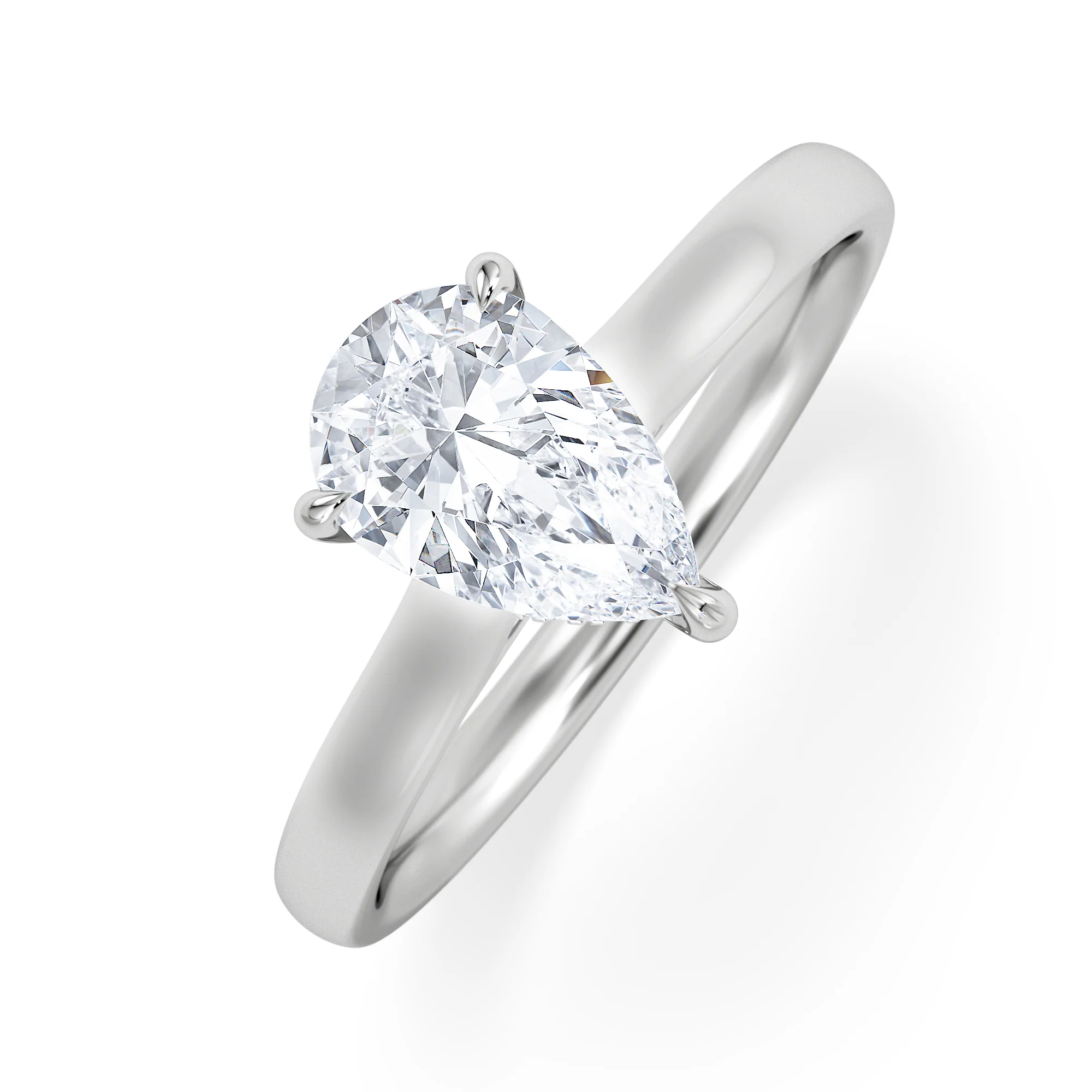 Amora Pear 1.07ct Hidden Halo Lab Diamond Engagement Ring F/VS Set in 18K White Gold