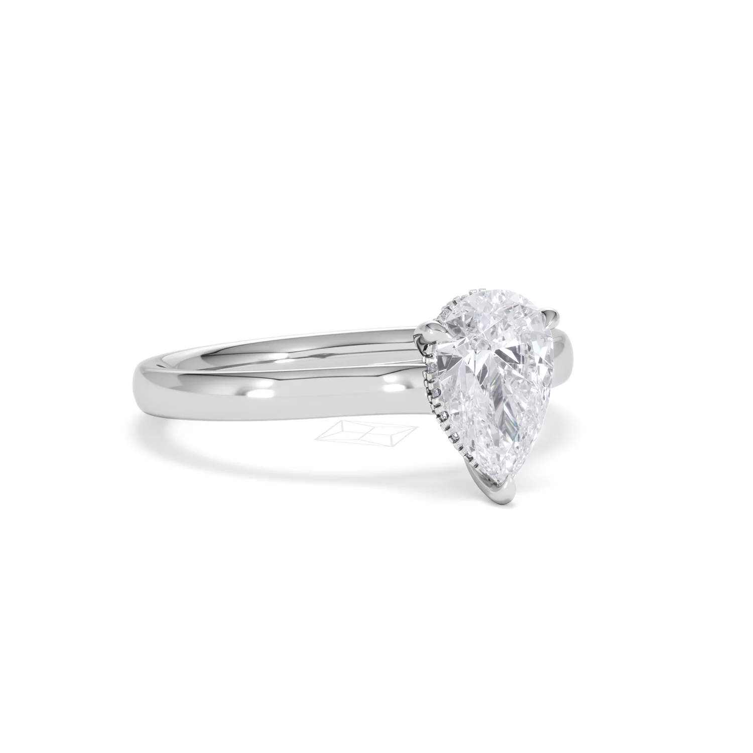 Amora Pear 1.07ct Hidden Halo Lab Diamond Engagement Ring F/VS Set in 18K White Gold - Image 14