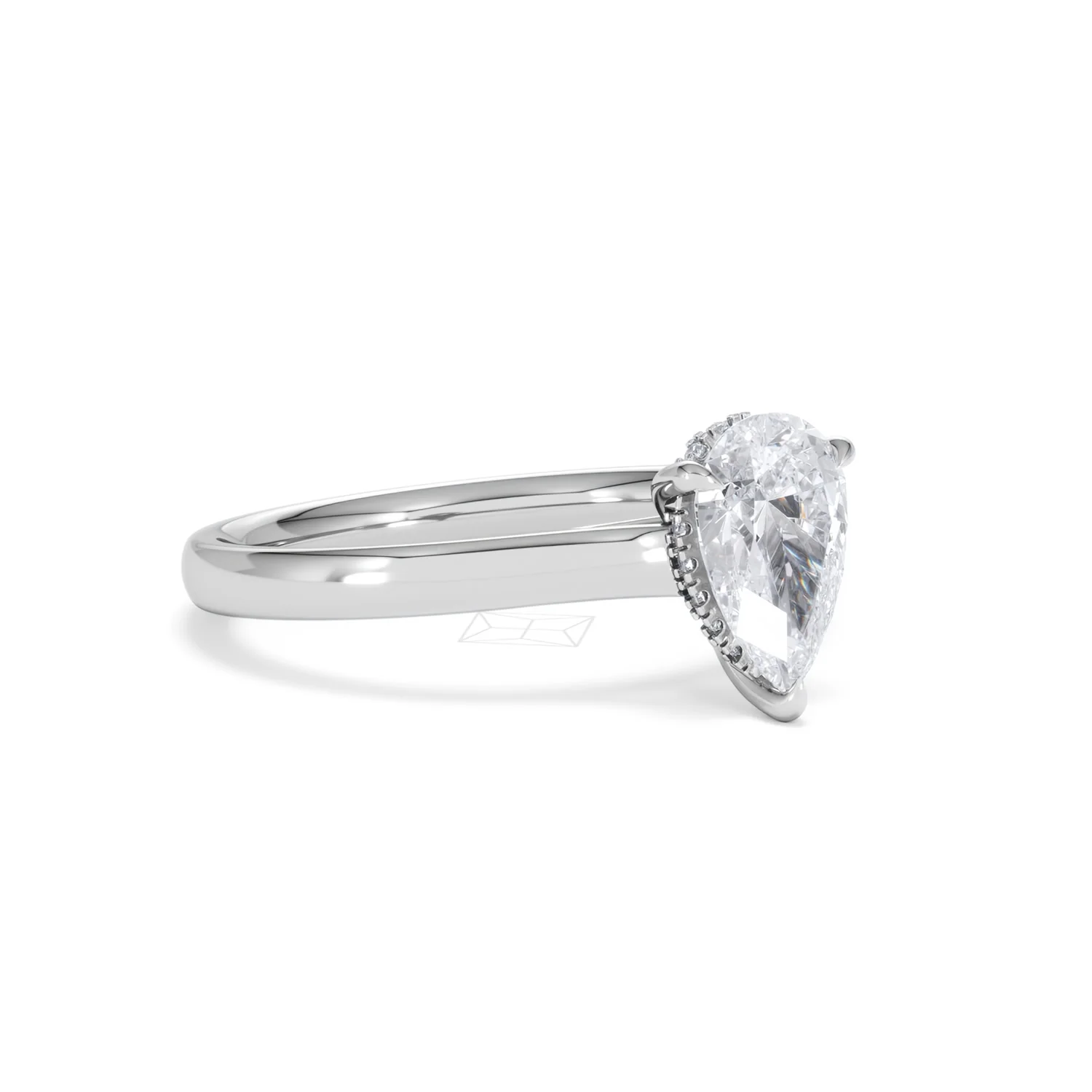 Amora Pear 1.07ct Hidden Halo Lab Diamond Engagement Ring F/VS Set in 18K White Gold - Image 16