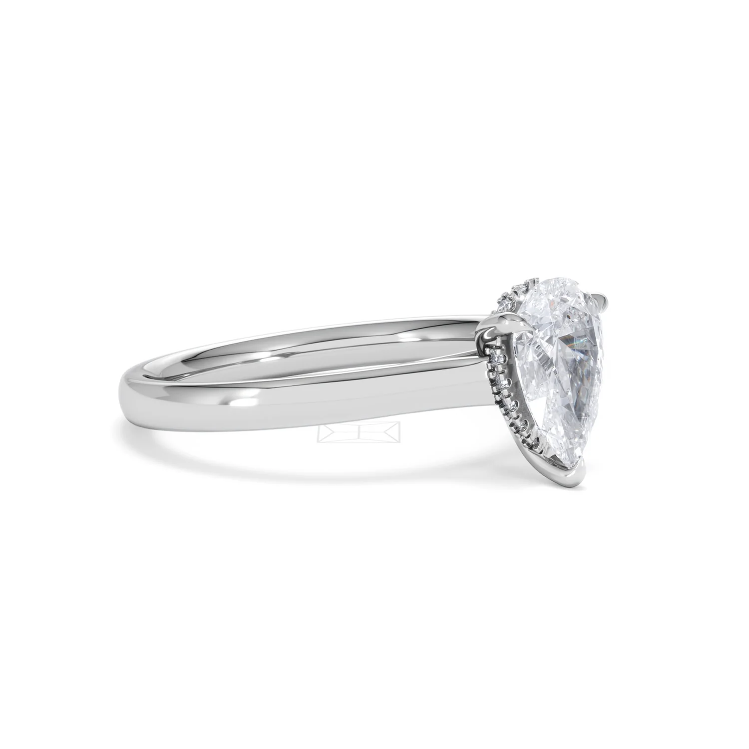 Amora Pear 1.07ct Hidden Halo Lab Diamond Engagement Ring F/VS Set in 18K White Gold - Image 18