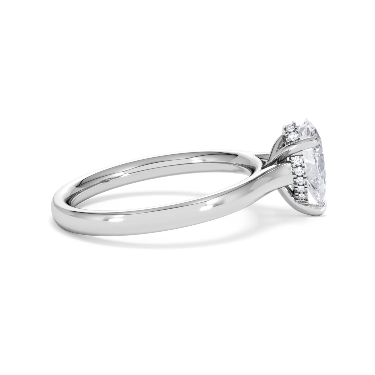 Amora Pear 1.07ct Hidden Halo Lab Diamond Engagement Ring F/VS Set in 18K White Gold - Image 29