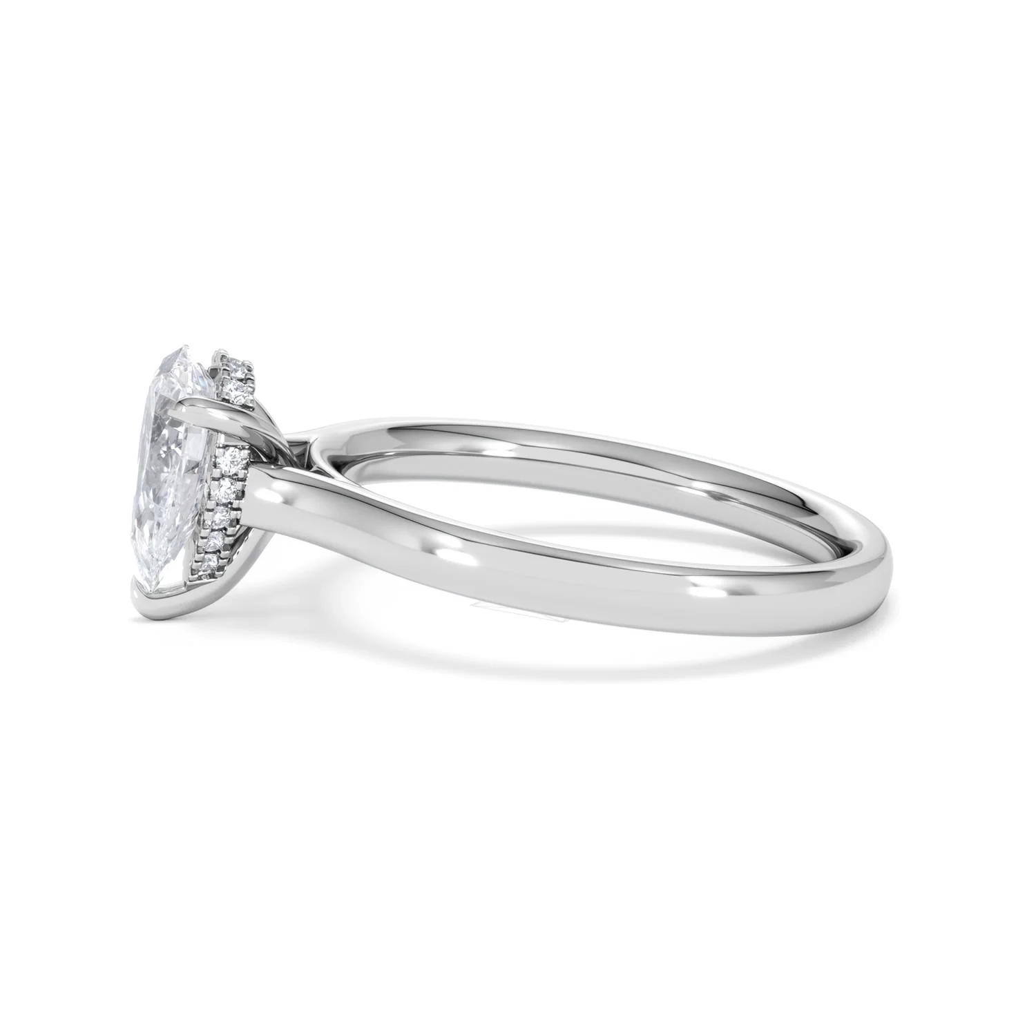 Amora Pear 1.07ct Hidden Halo Lab Diamond Engagement Ring F/VS Set in 18K White Gold - Image 70