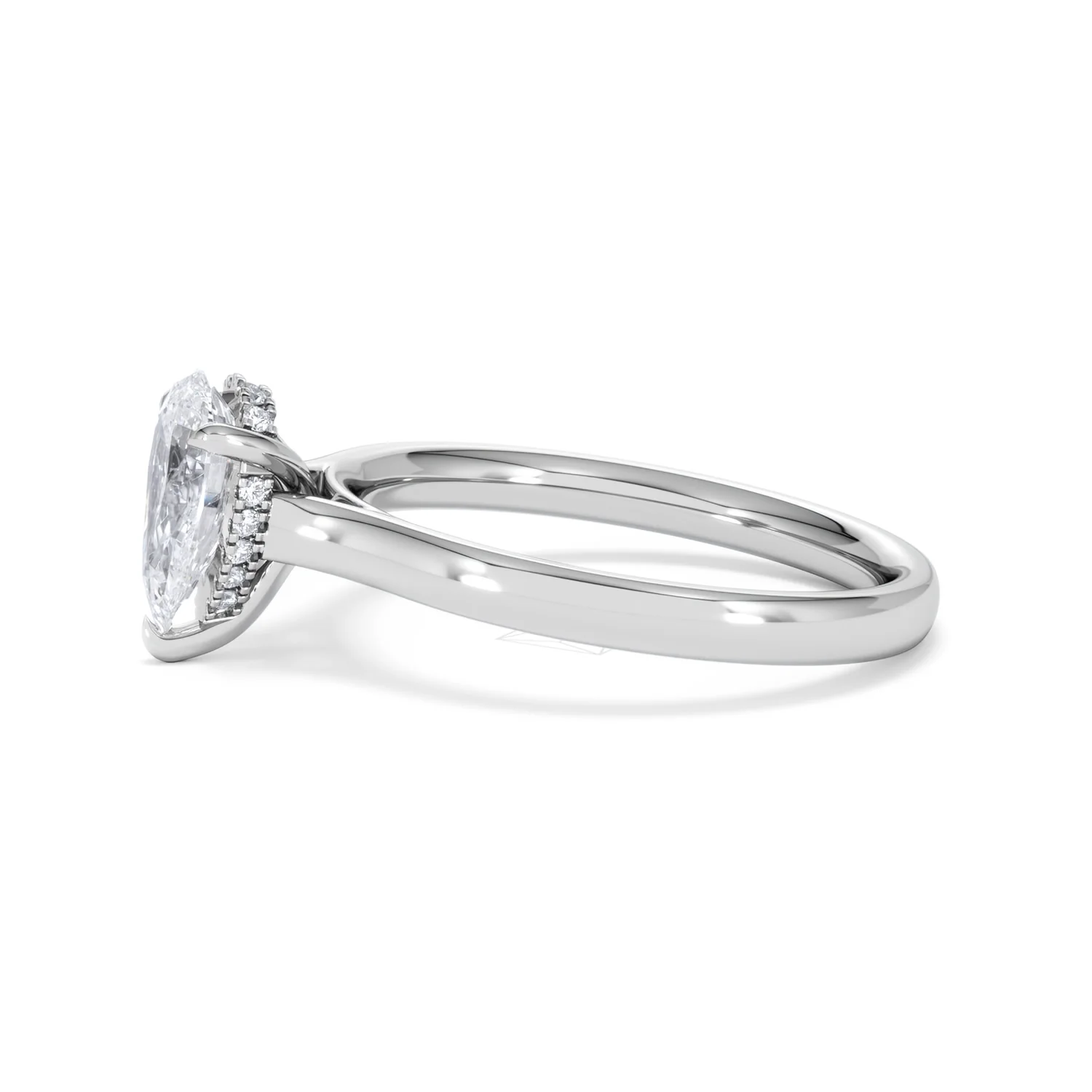 Amora Pear 1.07ct Hidden Halo Lab Diamond Engagement Ring F/VS Set in 18K White Gold - Image 71