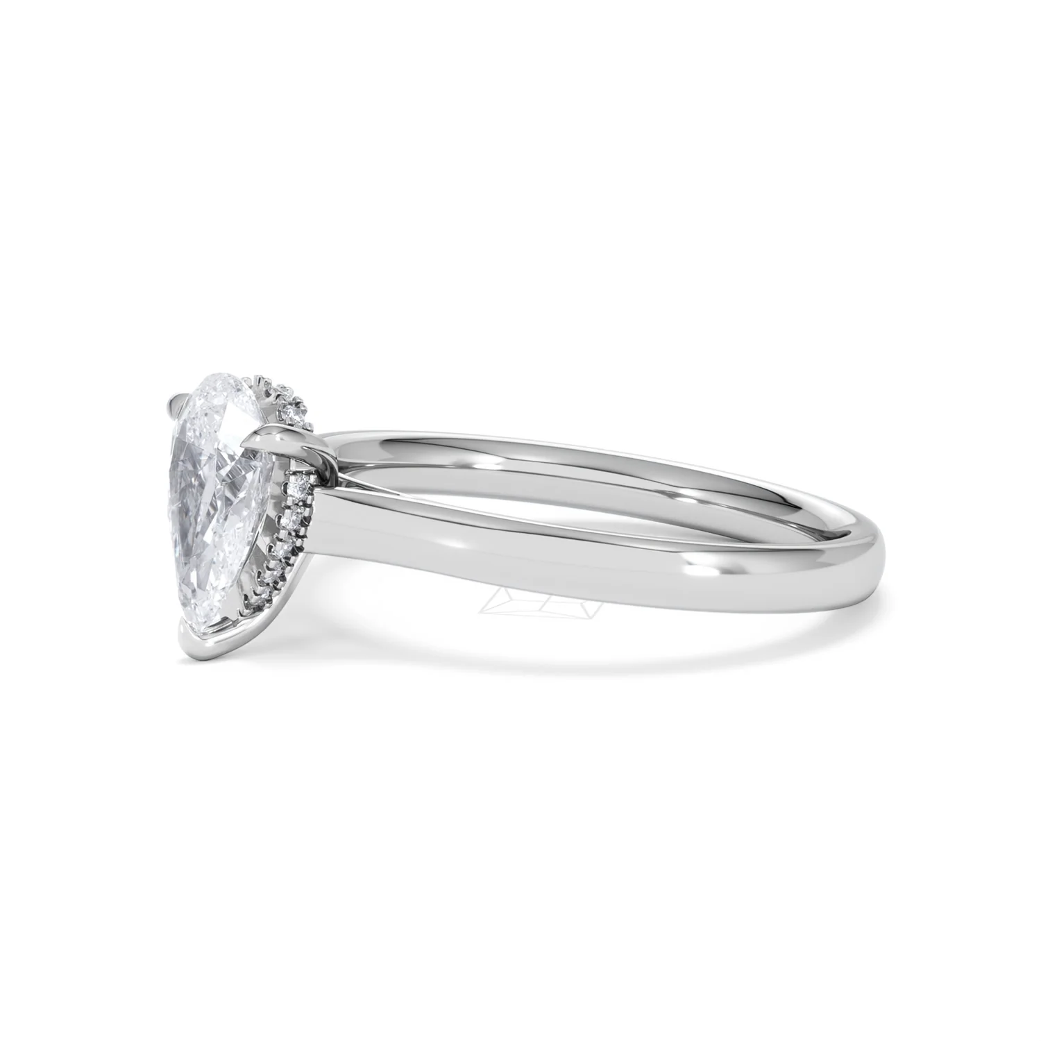 Amora Pear 1.07ct Hidden Halo Lab Diamond Engagement Ring F/VS Set in 18K White Gold - Image 75