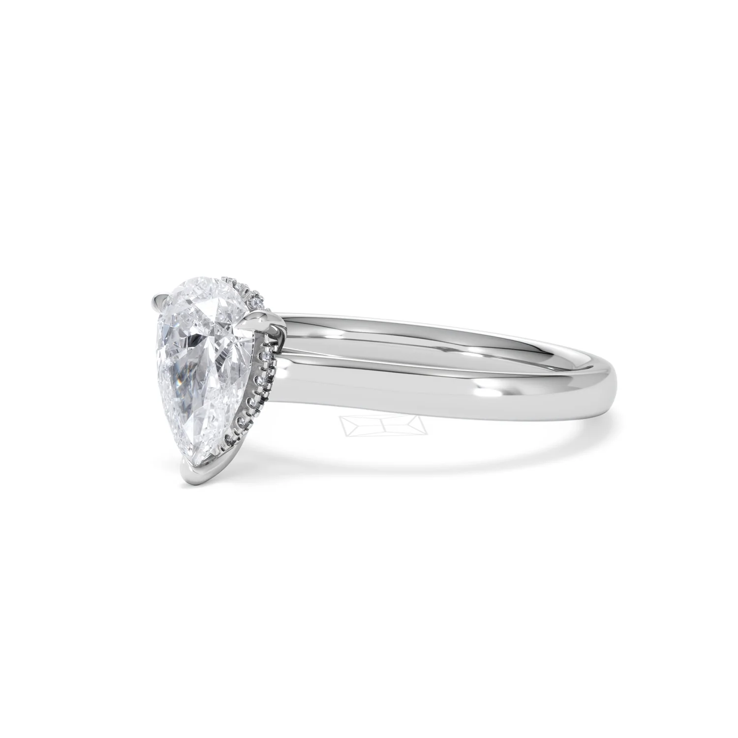 Amora Pear 1.07ct Hidden Halo Lab Diamond Engagement Ring F/VS Set in 18K White Gold - Image 79