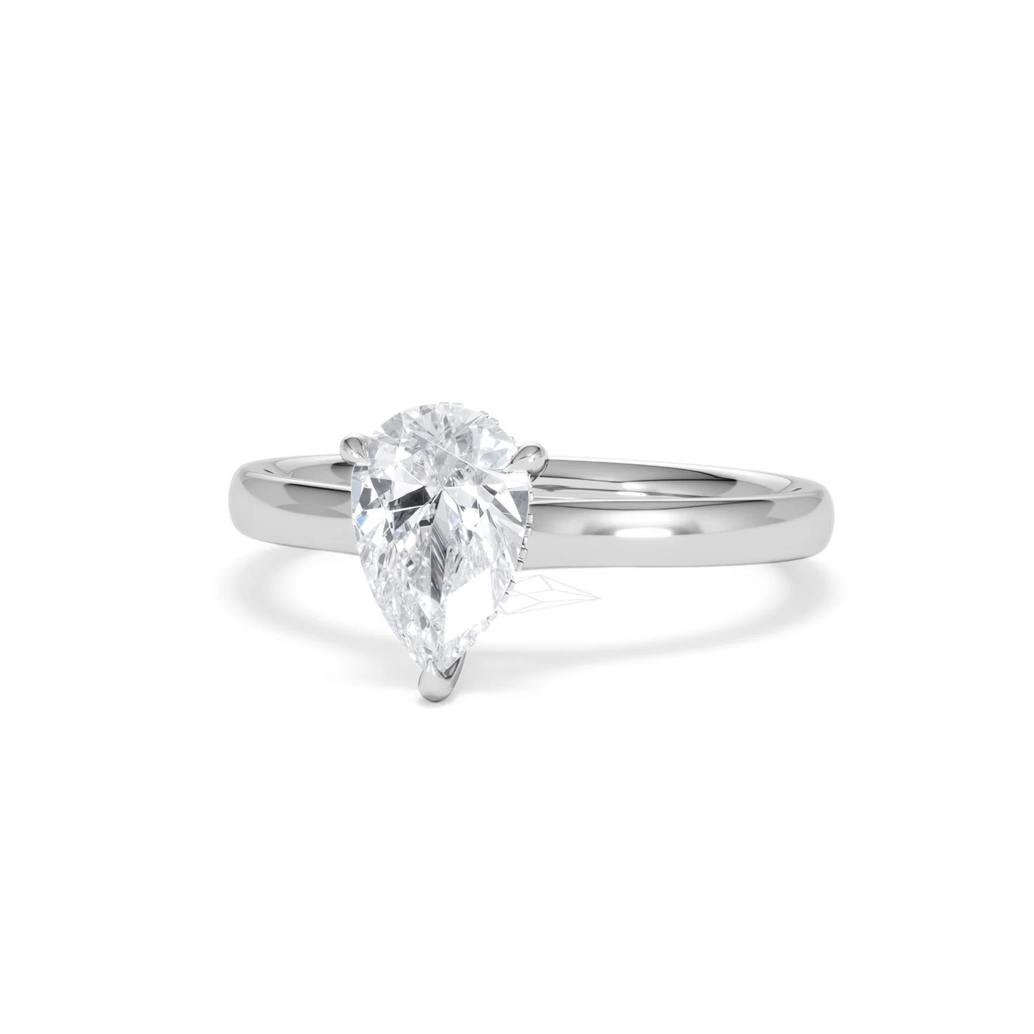 Amora Pear 1.07ct Hidden Halo Lab Diamond Engagement Ring F/VS Set in 18K White Gold - Image 85