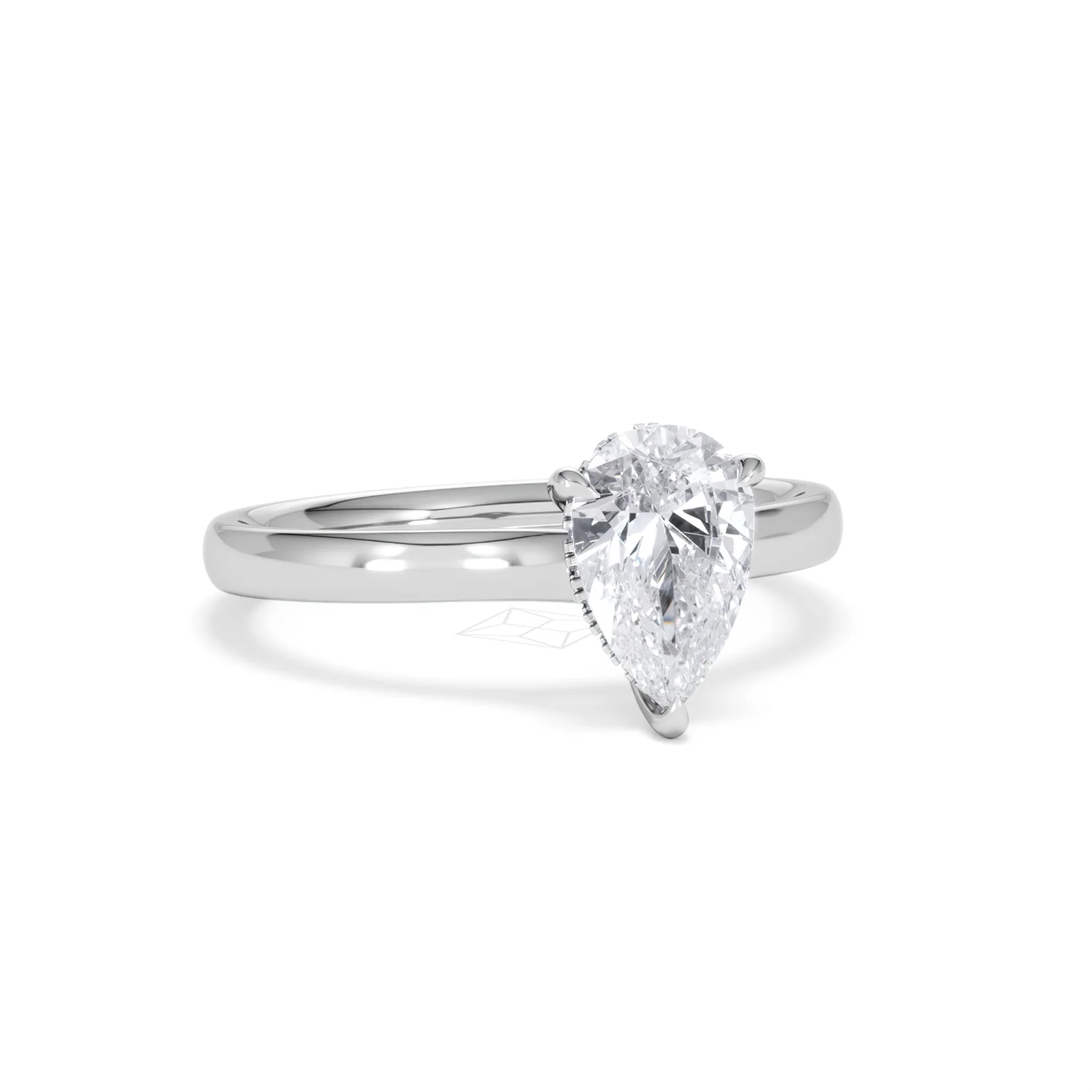 Amora Pear 1.07ct Hidden Halo Lab Diamond Engagement Ring F/VS Set in Platinum - Image 12
