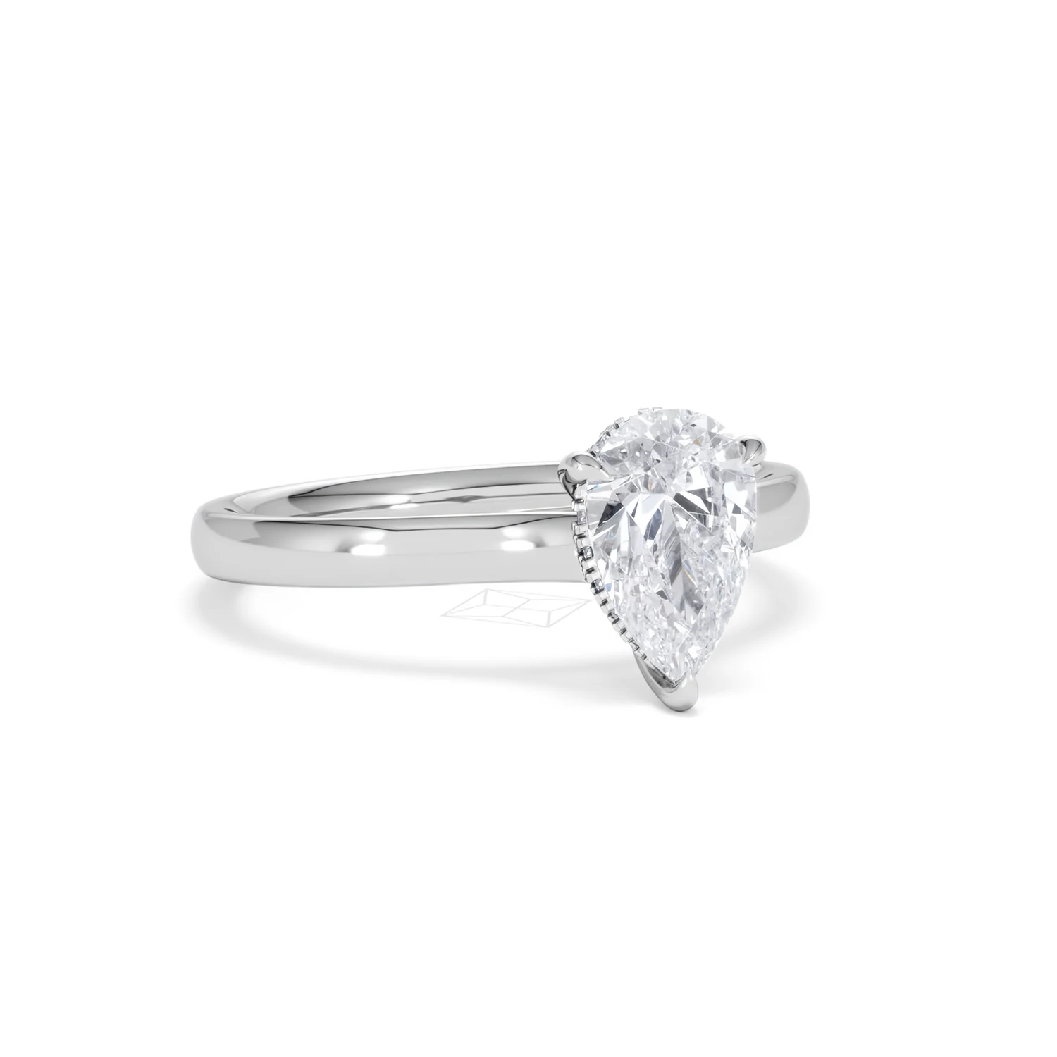 Amora Pear 1.07ct Hidden Halo Lab Diamond Engagement Ring F/VS Set in Platinum - Image 13