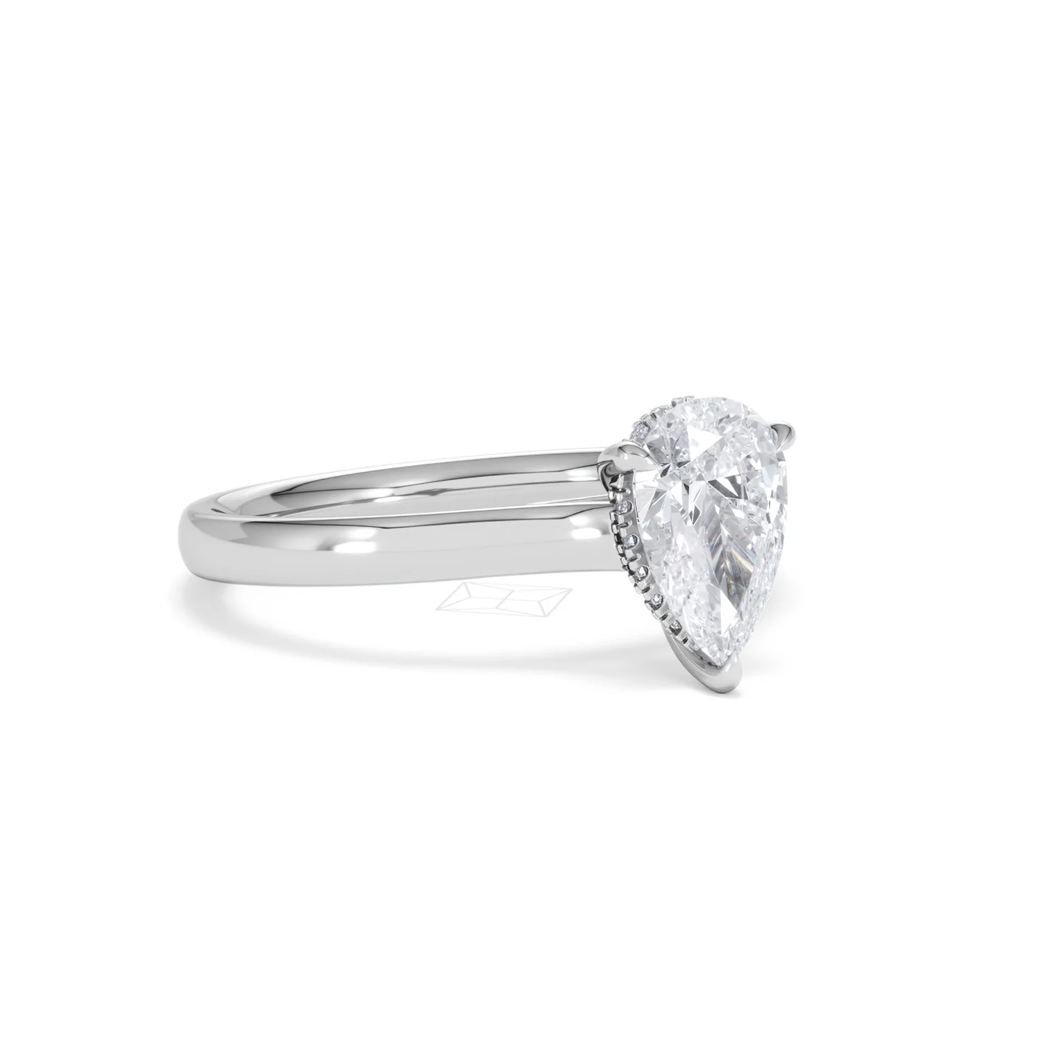Amora Pear 1.07ct Hidden Halo Lab Diamond Engagement Ring F/VS Set in Platinum - Image 15