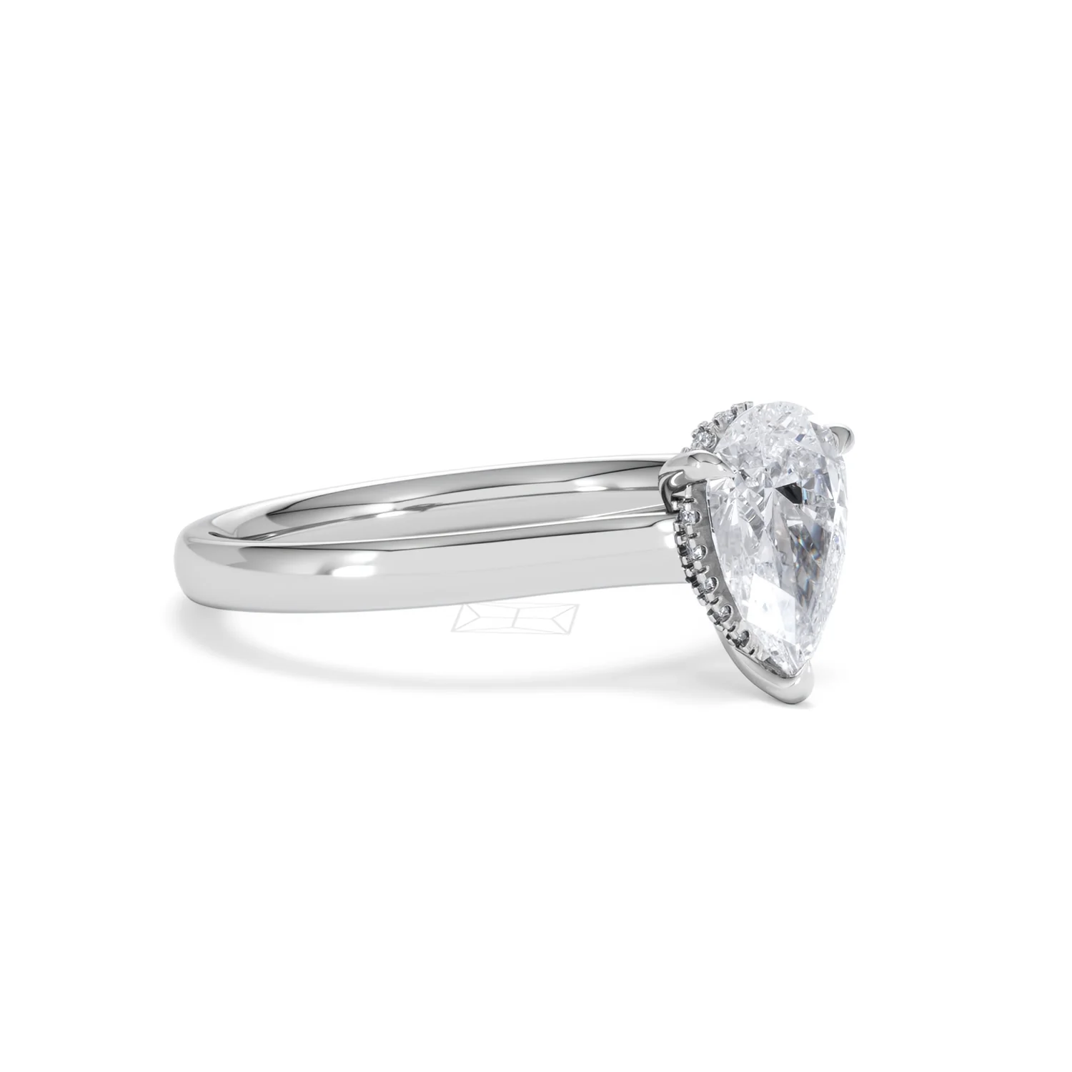 Amora Pear 1.07ct Hidden Halo Lab Diamond Engagement Ring F/VS Set in Platinum - Image 17