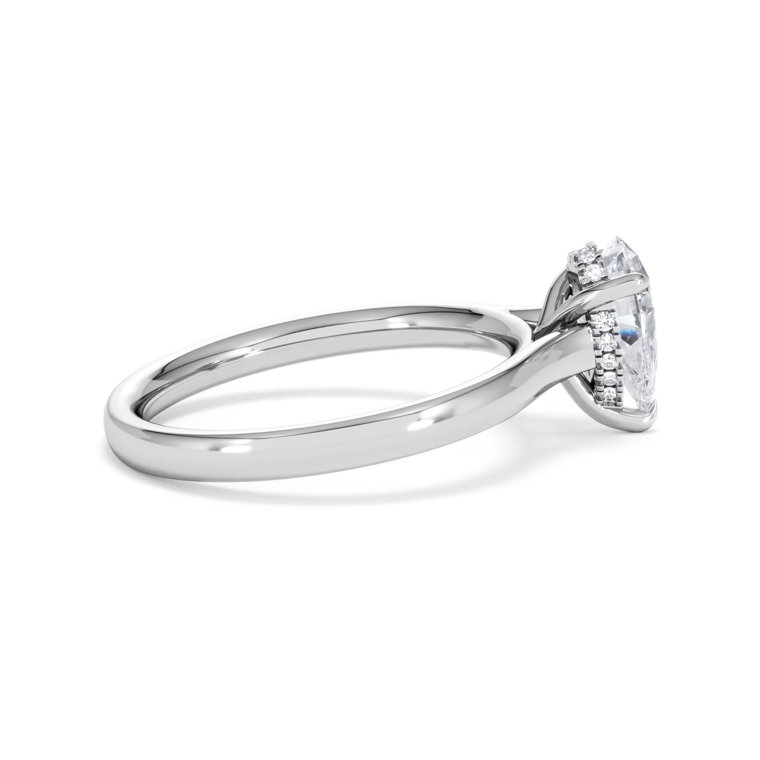 Amora Pear 1.07ct Hidden Halo Lab Diamond Engagement Ring F/VS Set in Platinum - Image 30