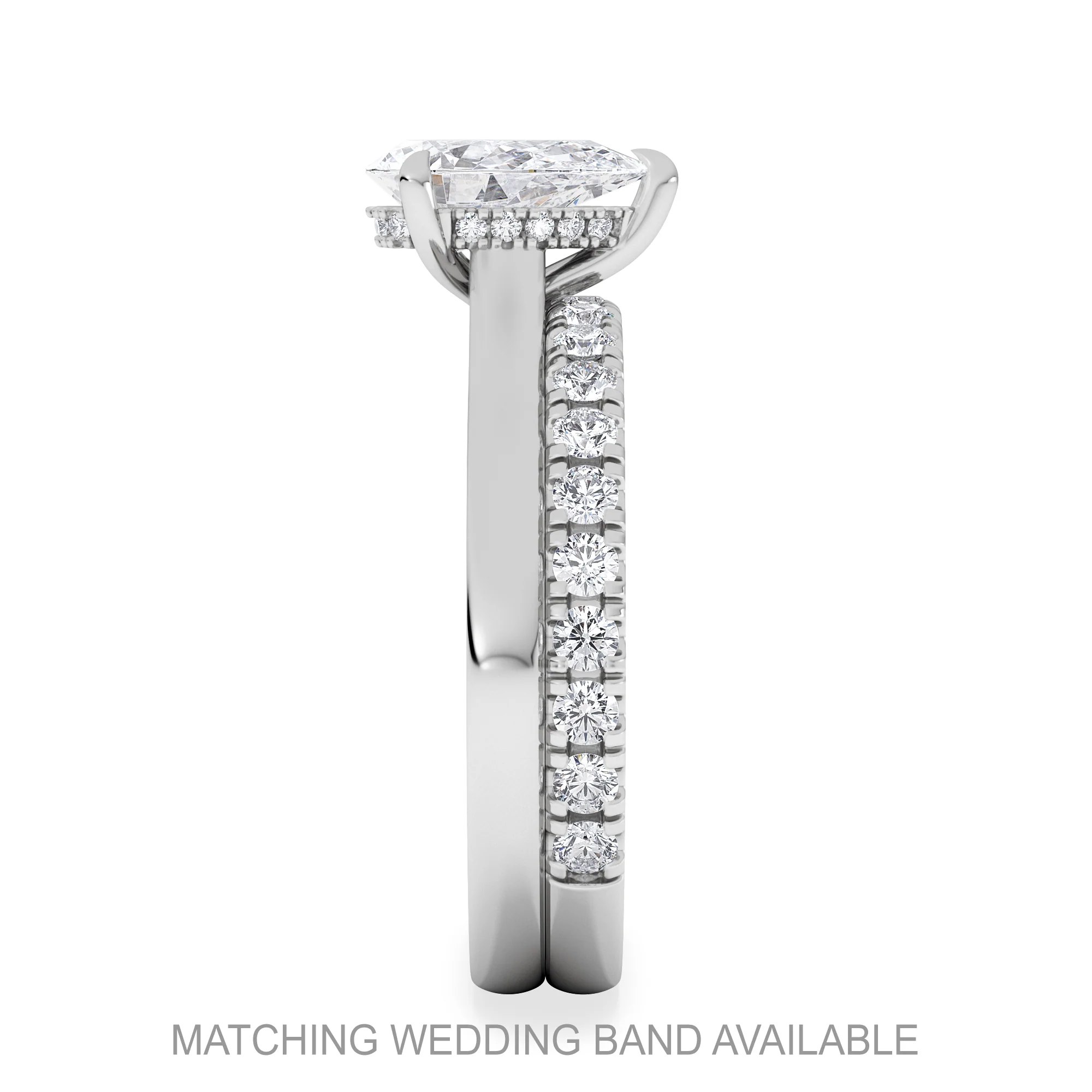 Amora Pear 1.07ct Hidden Halo Lab Diamond Engagement Ring F/VS Set in Platinum - Image 5