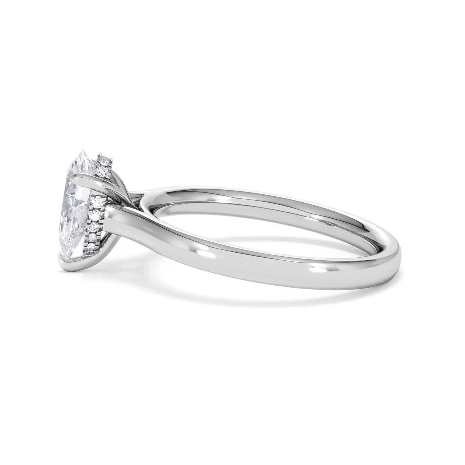 Amora Pear 1.07ct Hidden Halo Lab Diamond Engagement Ring F/VS Set in Platinum - Image 68