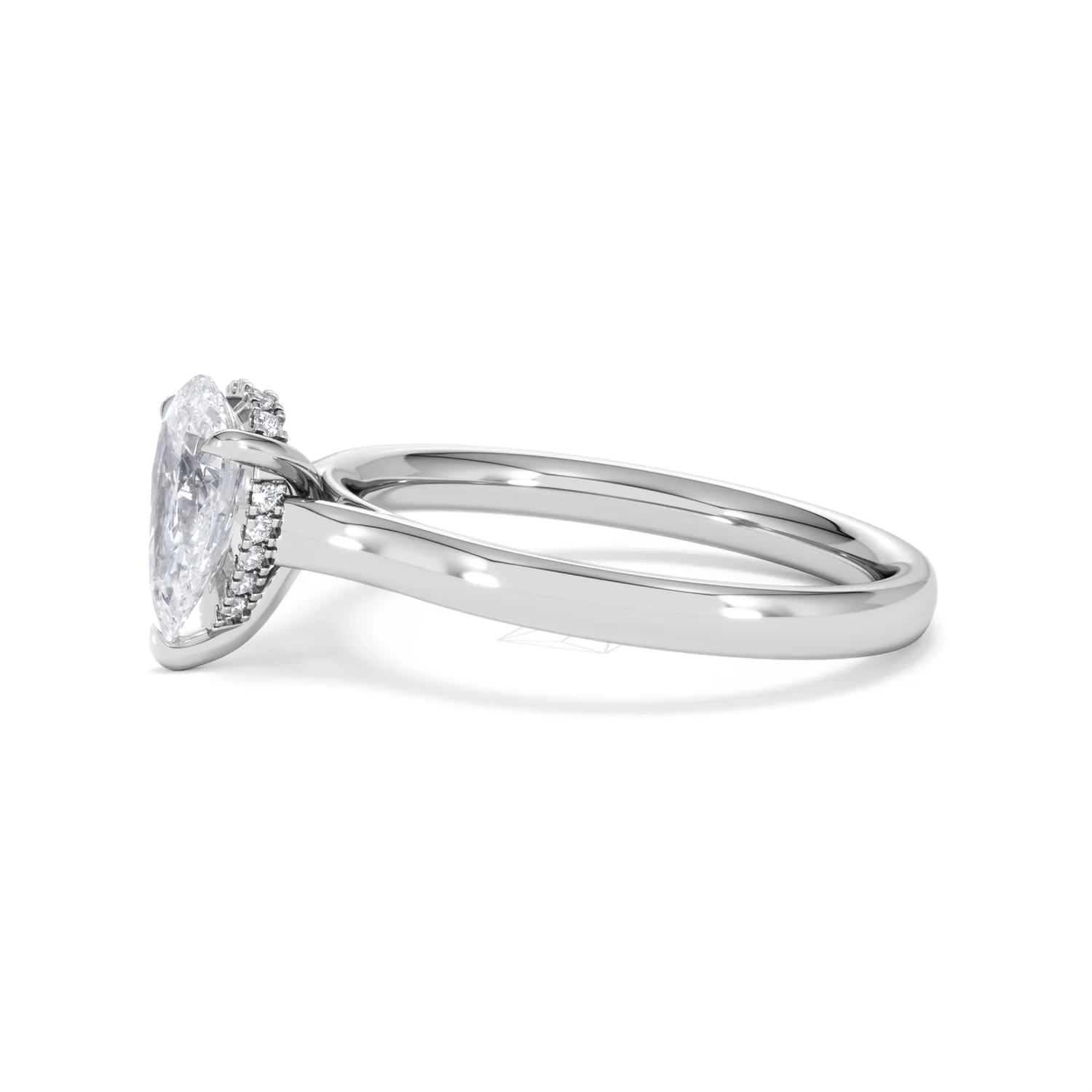 Amora Pear 1.07ct Hidden Halo Lab Diamond Engagement Ring F/VS Set in Platinum - Image 72
