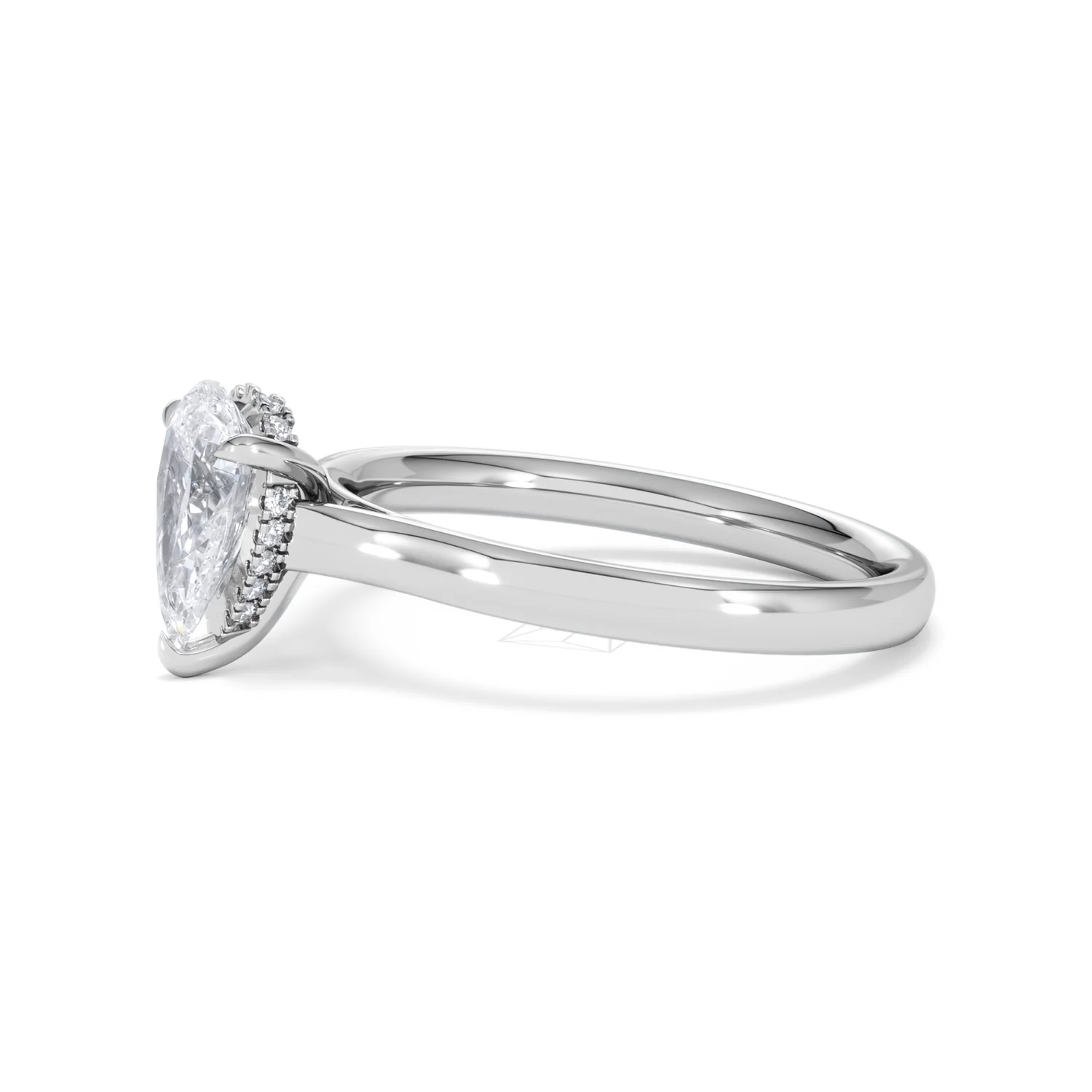 Amora Pear 1.07ct Hidden Halo Lab Diamond Engagement Ring F/VS Set in Platinum - Image 73