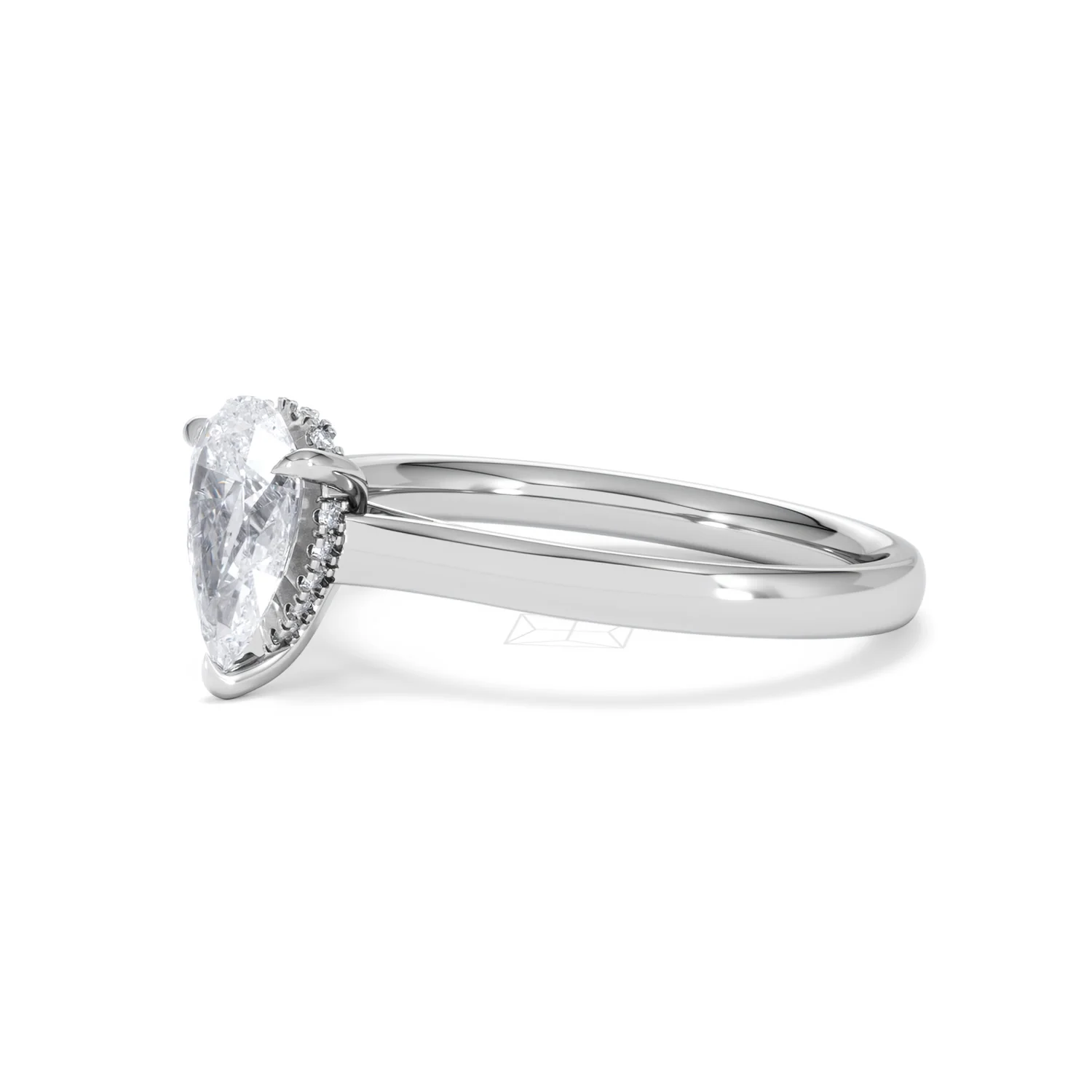 Amora Pear 1.07ct Hidden Halo Lab Diamond Engagement Ring F/VS Set in Platinum - Image 76