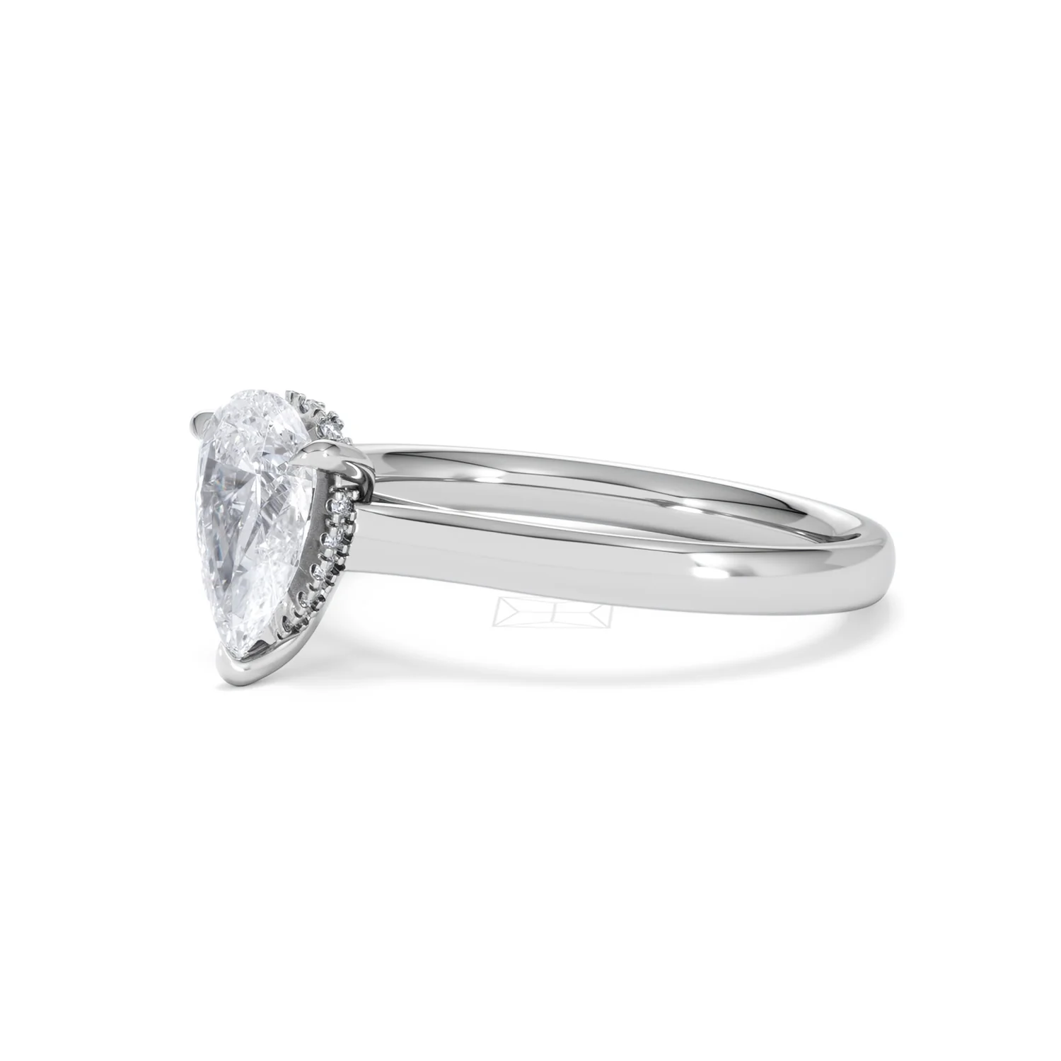 Amora Pear 1.07ct Hidden Halo Lab Diamond Engagement Ring F/VS Set in Platinum - Image 77