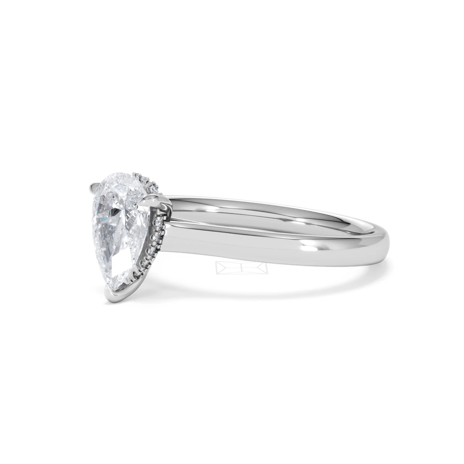 Amora Pear 1.07ct Hidden Halo Lab Diamond Engagement Ring F/VS Set in Platinum - Image 78