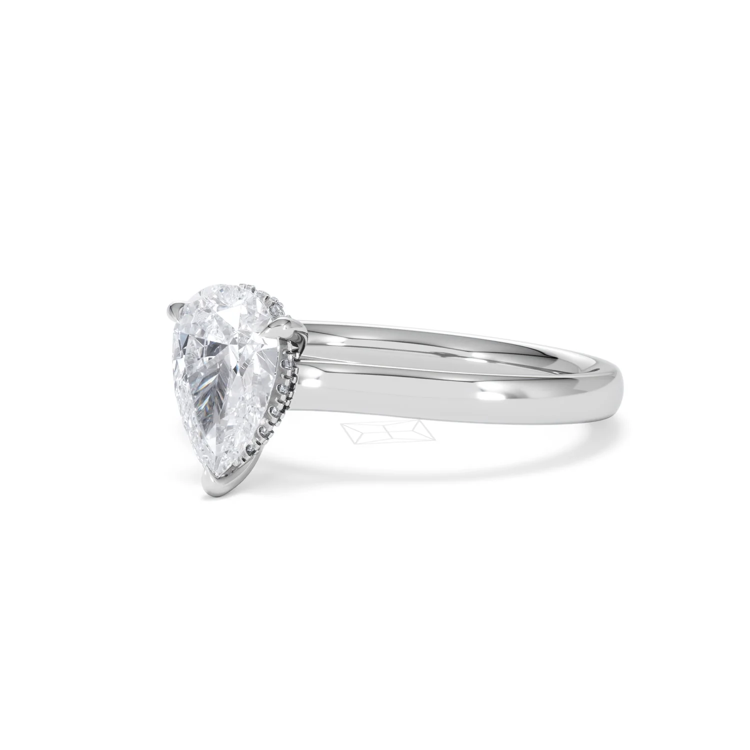 Amora Pear 1.07ct Hidden Halo Lab Diamond Engagement Ring F/VS Set in Platinum - Image 80