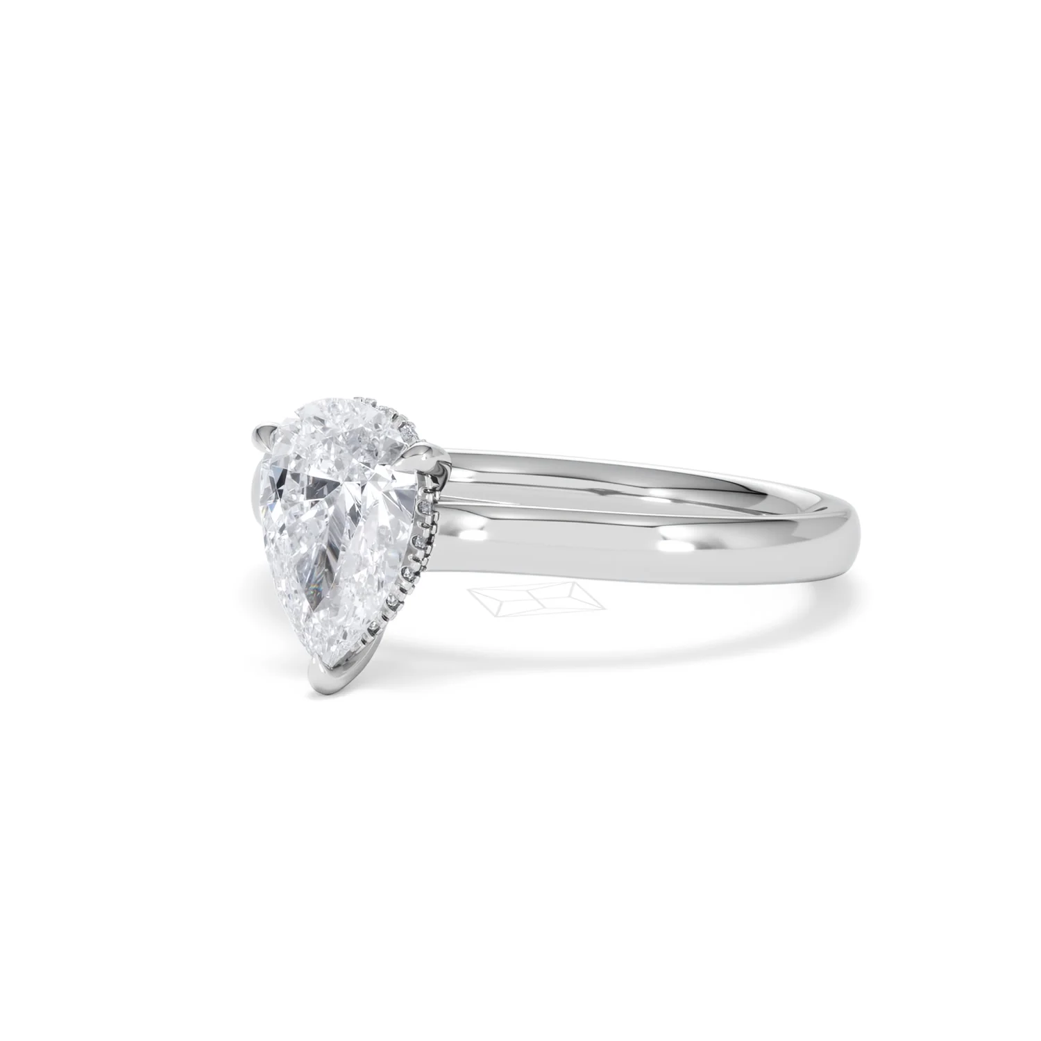 Amora Pear 1.07ct Hidden Halo Lab Diamond Engagement Ring F/VS Set in Platinum - Image 81