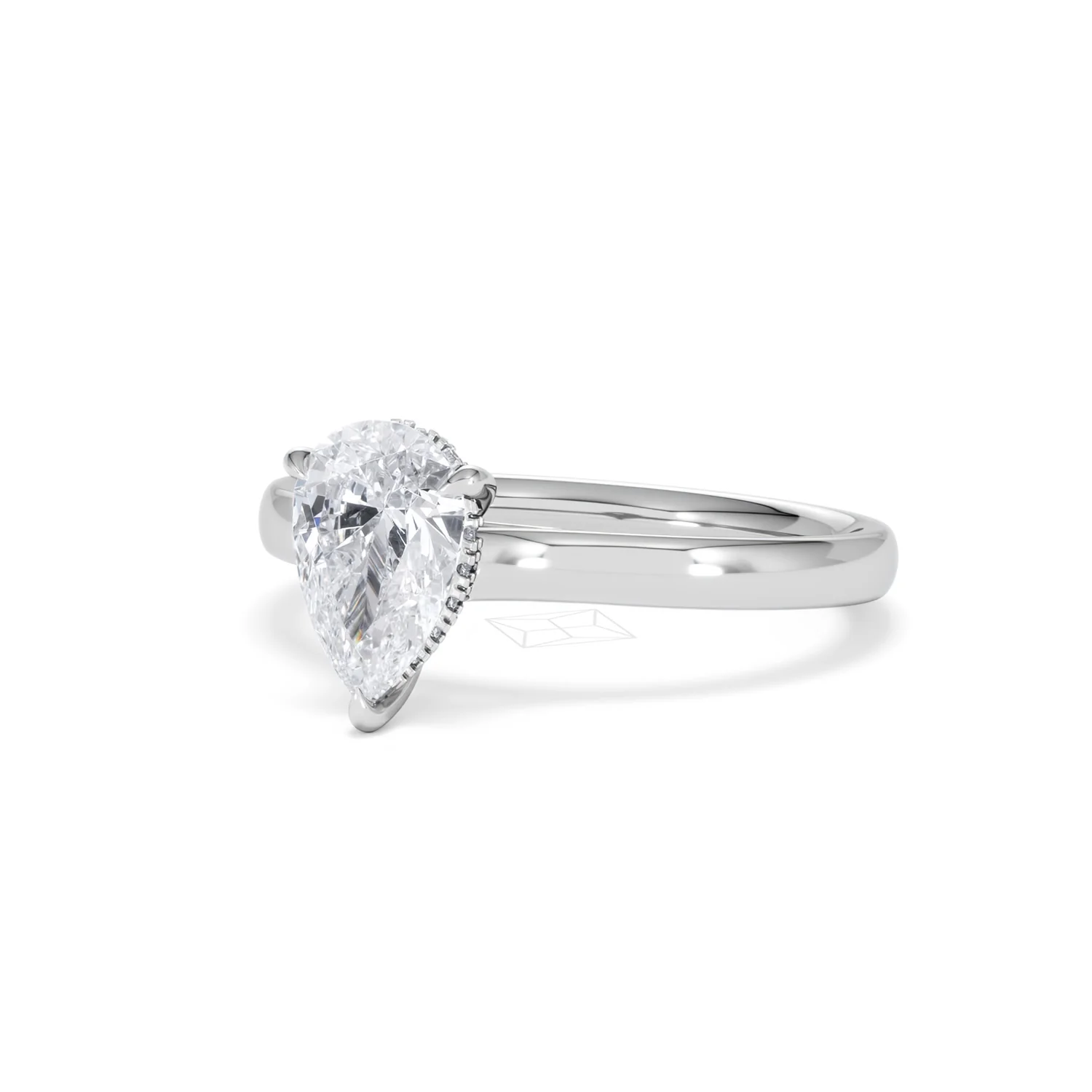 Amora Pear 1.07ct Hidden Halo Lab Diamond Engagement Ring F/VS Set in Platinum - Image 82