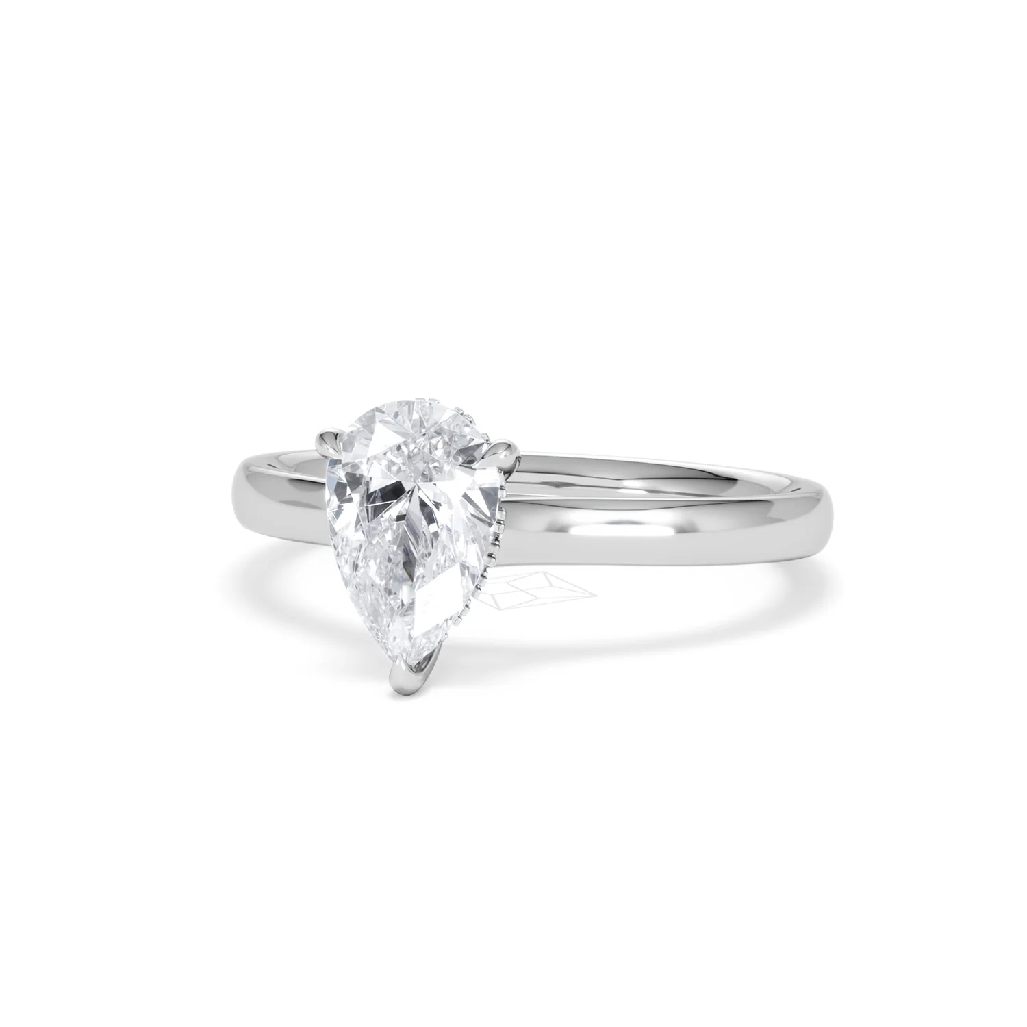 Amora Pear 1.07ct Hidden Halo Lab Diamond Engagement Ring F/VS Set in Platinum - Image 84