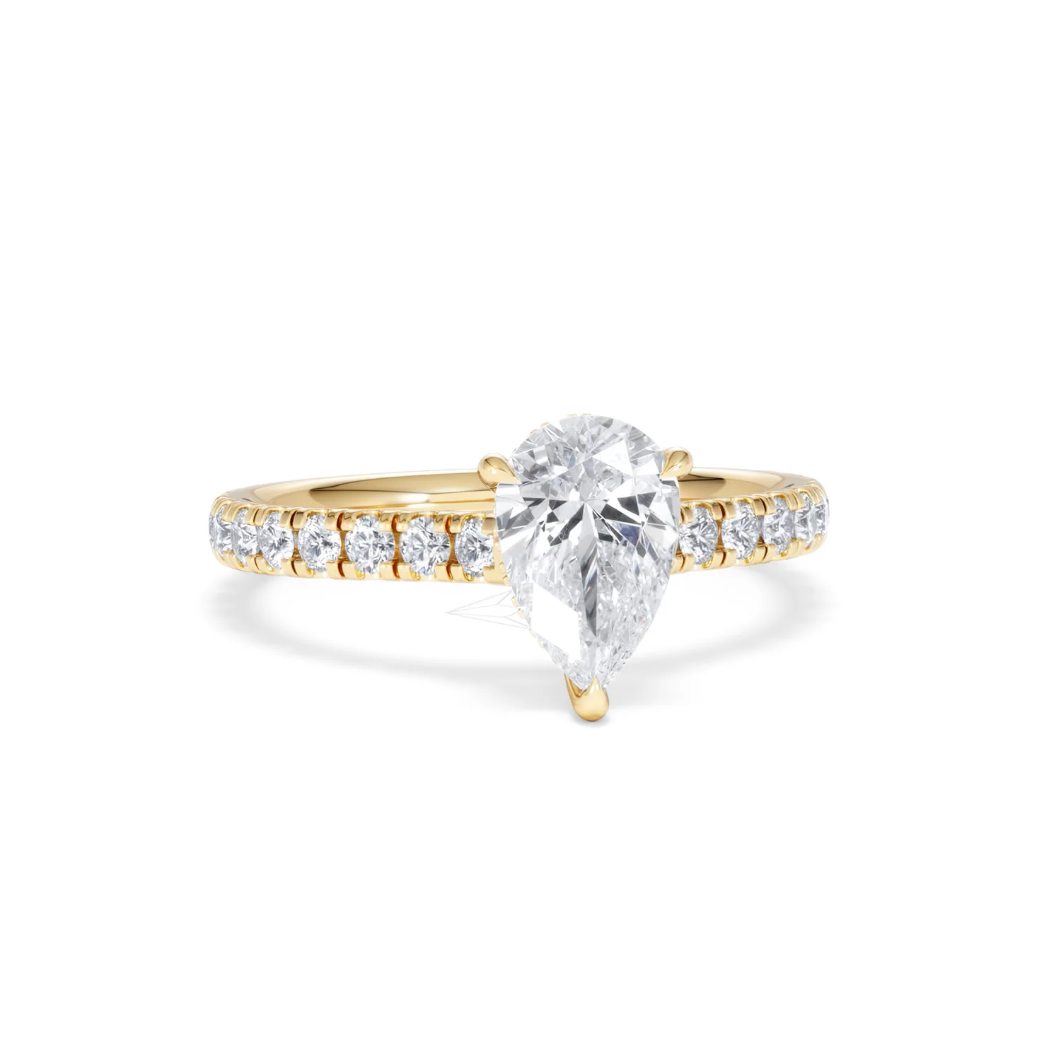 Amora Pear 1.47ct Hidden Halo Lab Diamond Engagement Ring With Side Stones Set in 18K Gold - Image 10