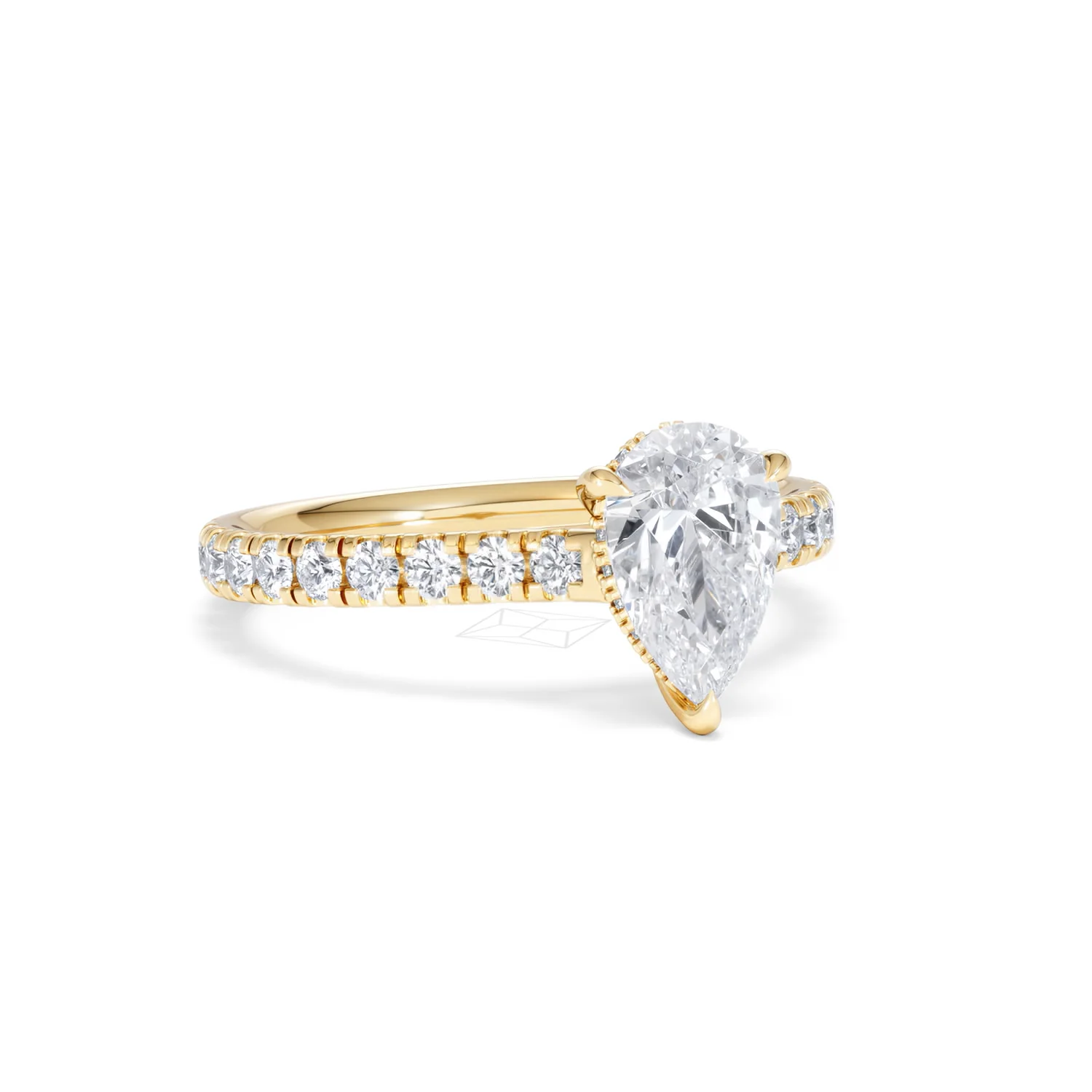 Amora Pear 1.47ct Hidden Halo Lab Diamond Engagement Ring With Side Stones Set in 18K Gold - Image 13