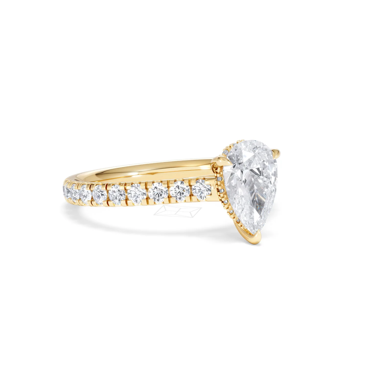 Amora Pear 1.47ct Hidden Halo Lab Diamond Engagement Ring With Side Stones Set in 18K Gold - Image 15