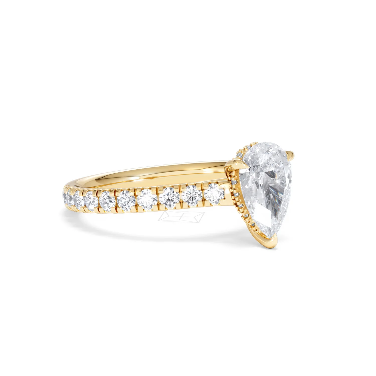 Amora Pear 1.47ct Hidden Halo Lab Diamond Engagement Ring With Side Stones Set in 18K Gold - Image 16