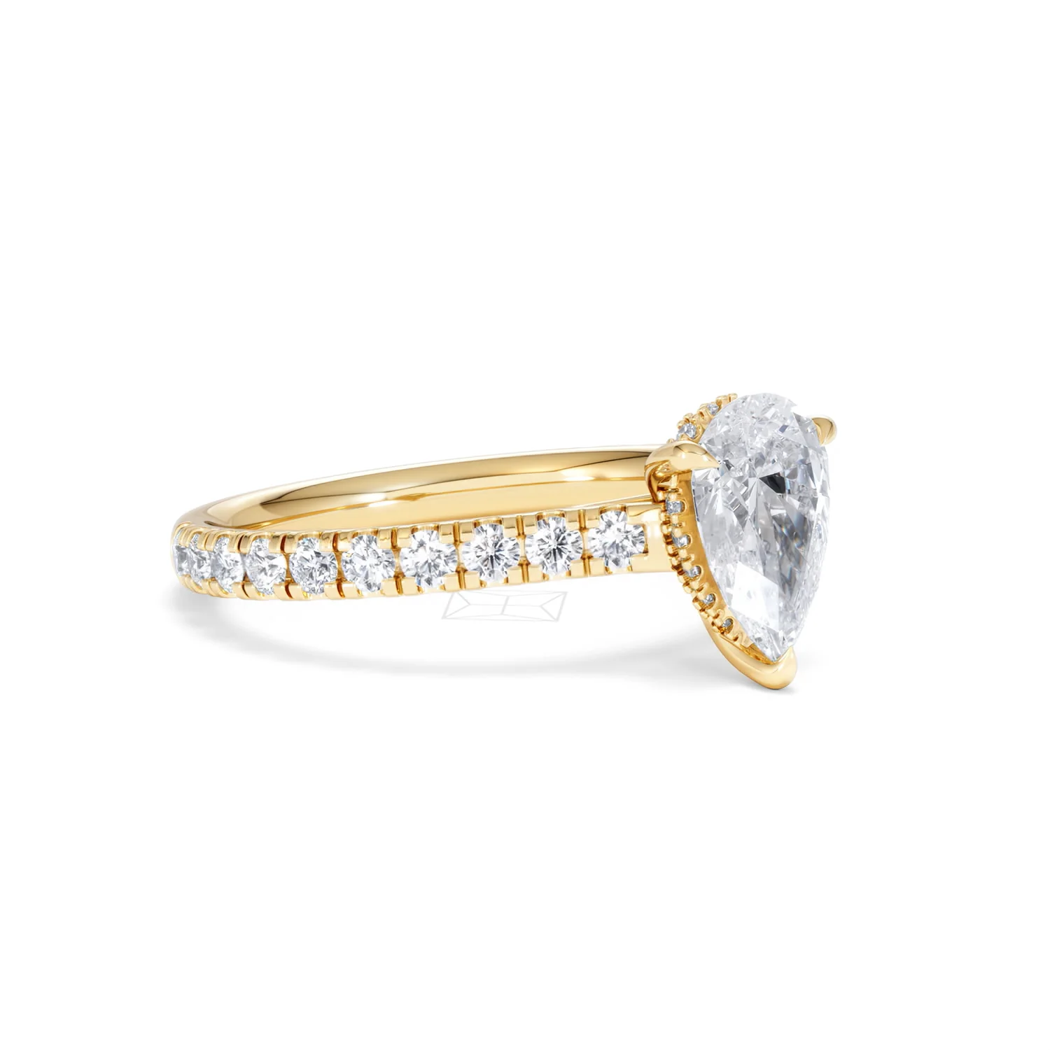 Amora Pear 1.47ct Hidden Halo Lab Diamond Engagement Ring With Side Stones Set in 18K Gold - Image 17