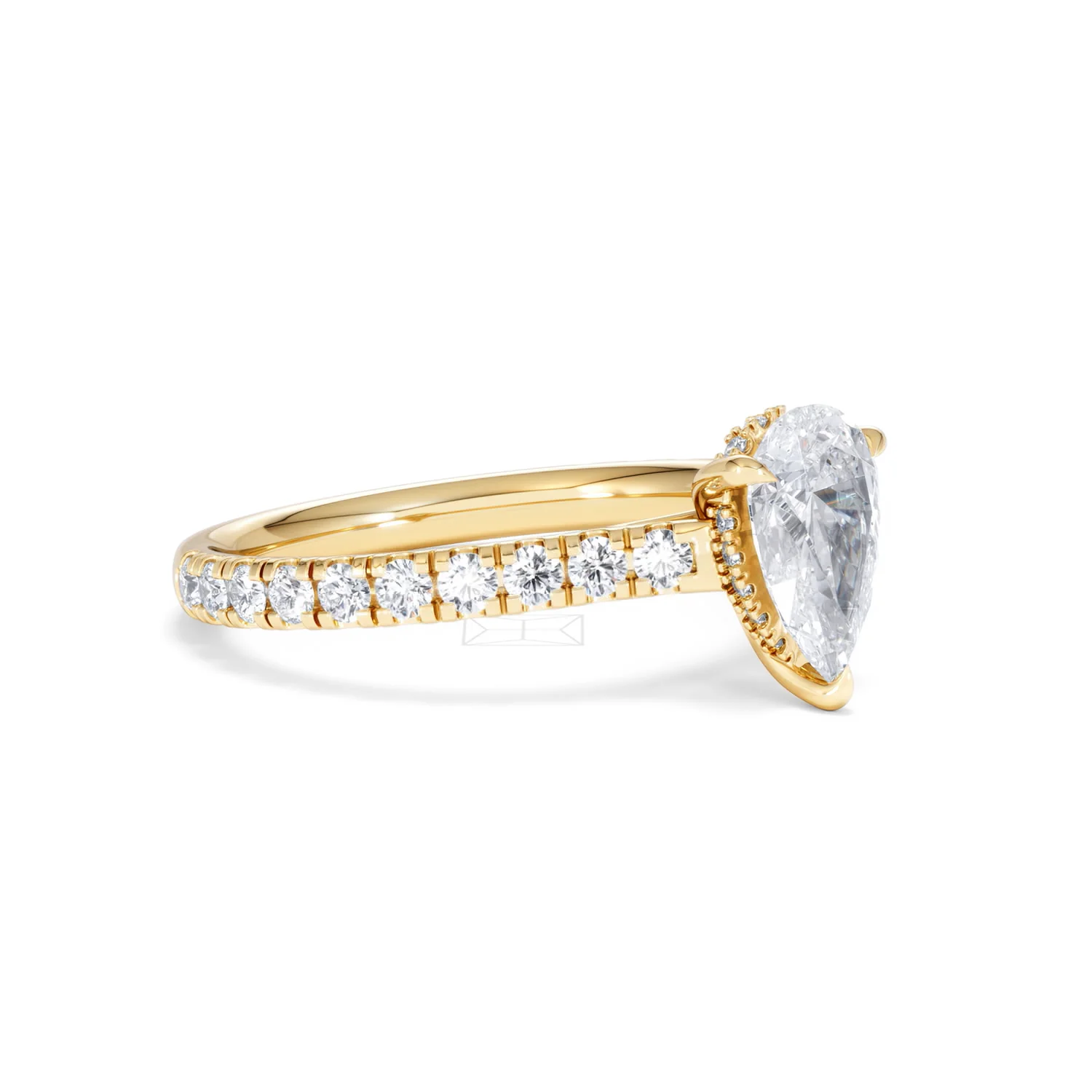 Amora Pear 1.47ct Hidden Halo Lab Diamond Engagement Ring With Side Stones Set in 18K Gold - Image 18