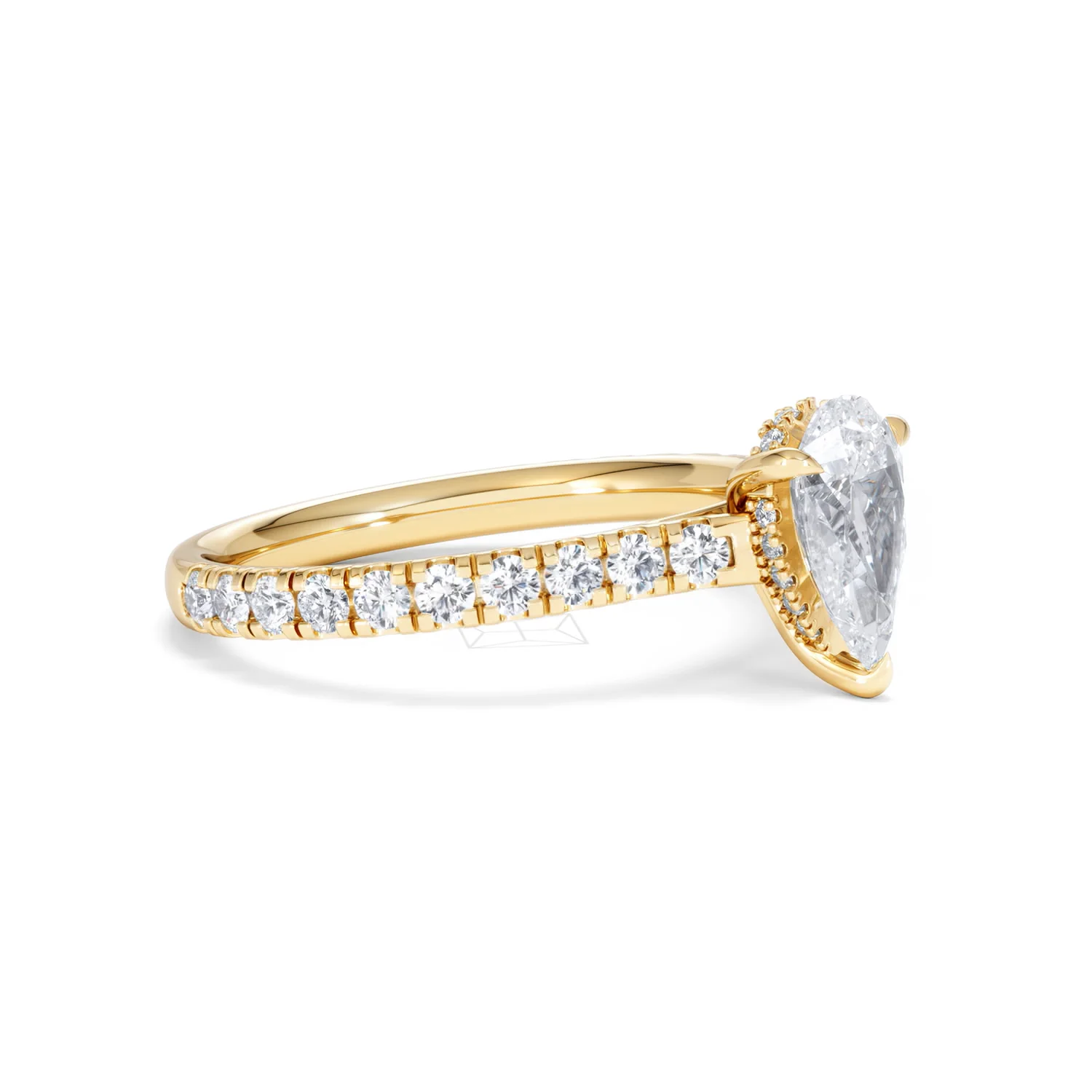 Amora Pear 1.47ct Hidden Halo Lab Diamond Engagement Ring With Side Stones Set in 18K Gold - Image 20