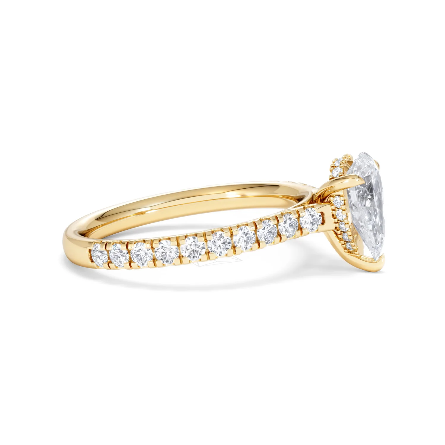 Amora Pear 1.47ct Hidden Halo Lab Diamond Engagement Ring With Side Stones Set in 18K Gold - Image 24