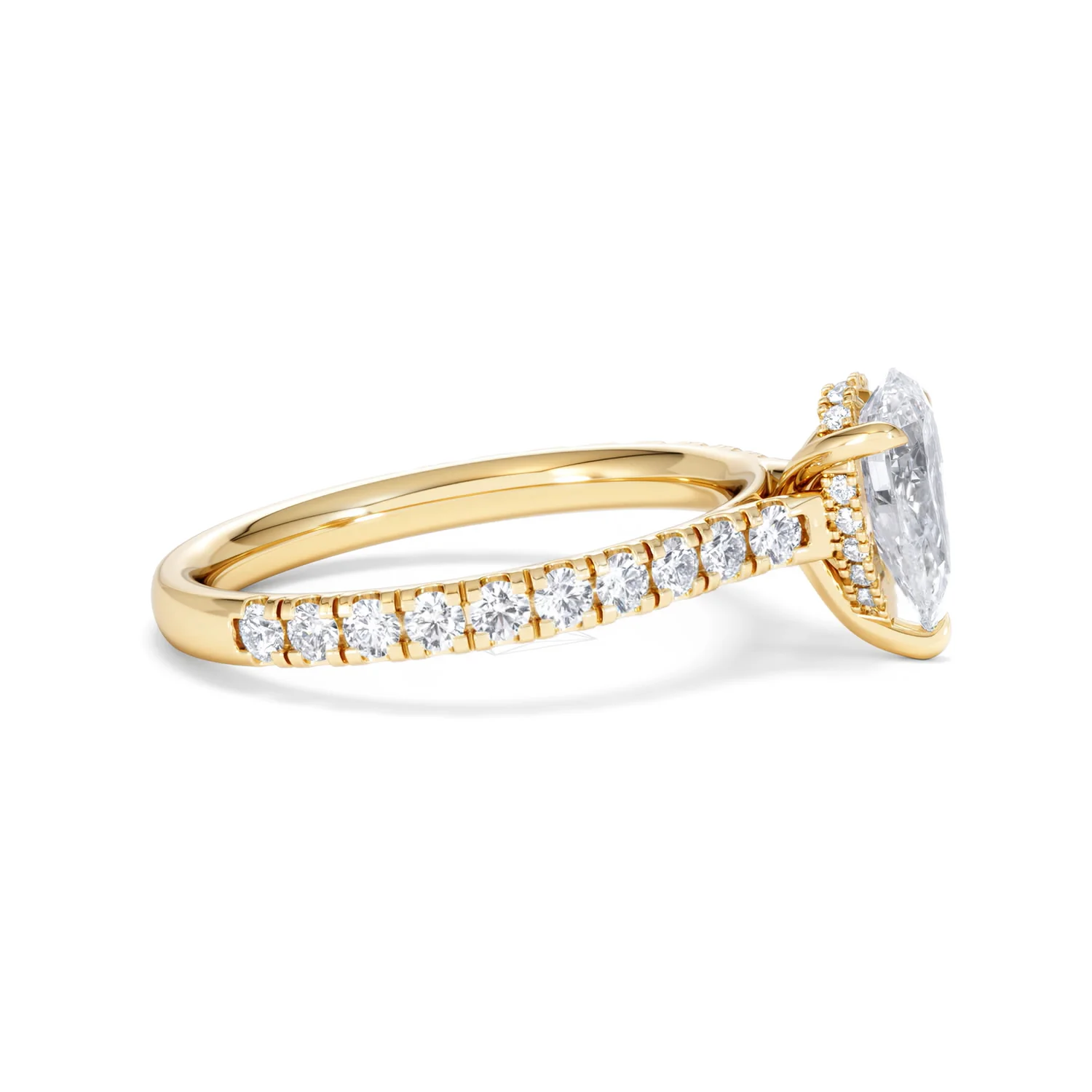 Amora Pear 1.47ct Hidden Halo Lab Diamond Engagement Ring With Side Stones Set in 18K Gold - Image 25