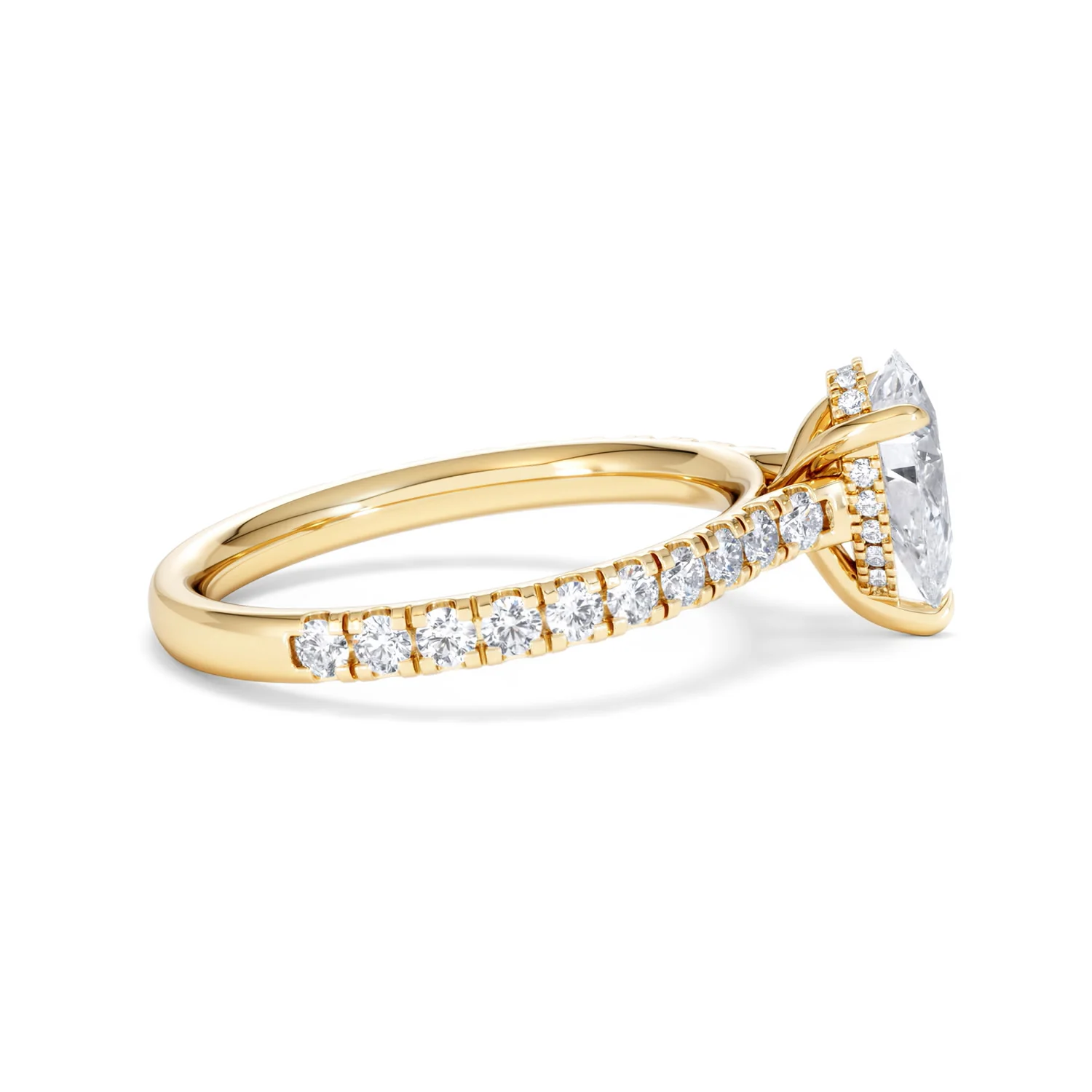 Amora Pear 1.47ct Hidden Halo Lab Diamond Engagement Ring With Side Stones Set in 18K Gold - Image 28