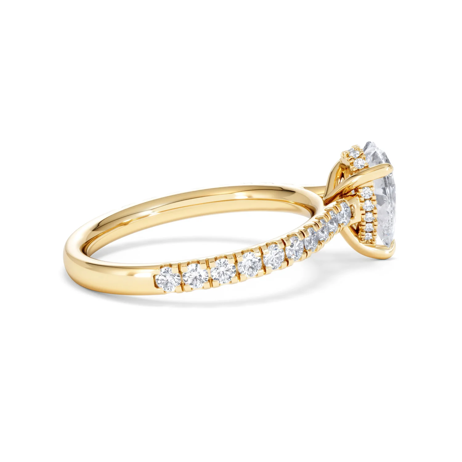 Amora Pear 1.47ct Hidden Halo Lab Diamond Engagement Ring With Side Stones Set in 18K Gold - Image 31