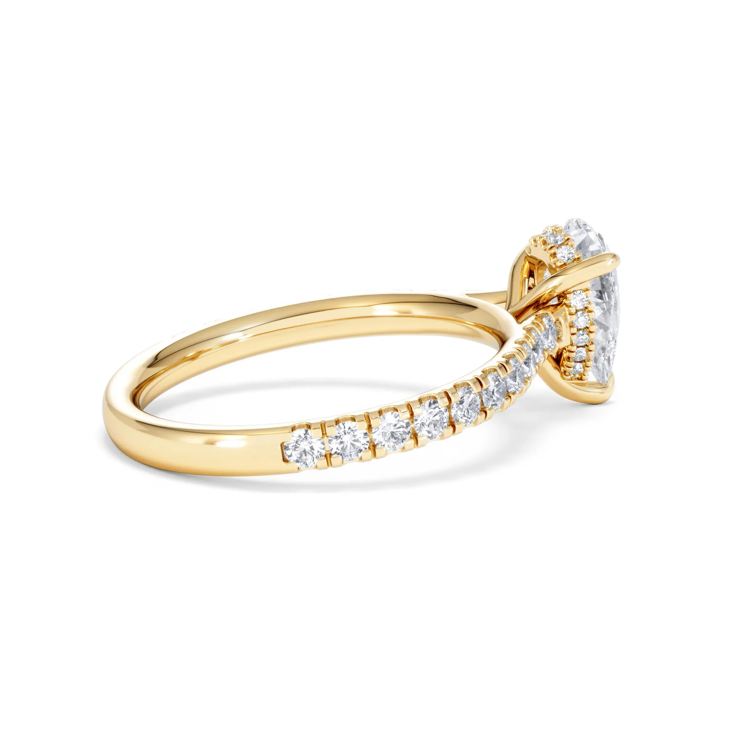 Amora Pear 1.47ct Hidden Halo Lab Diamond Engagement Ring With Side Stones Set in 18K Gold - Image 33