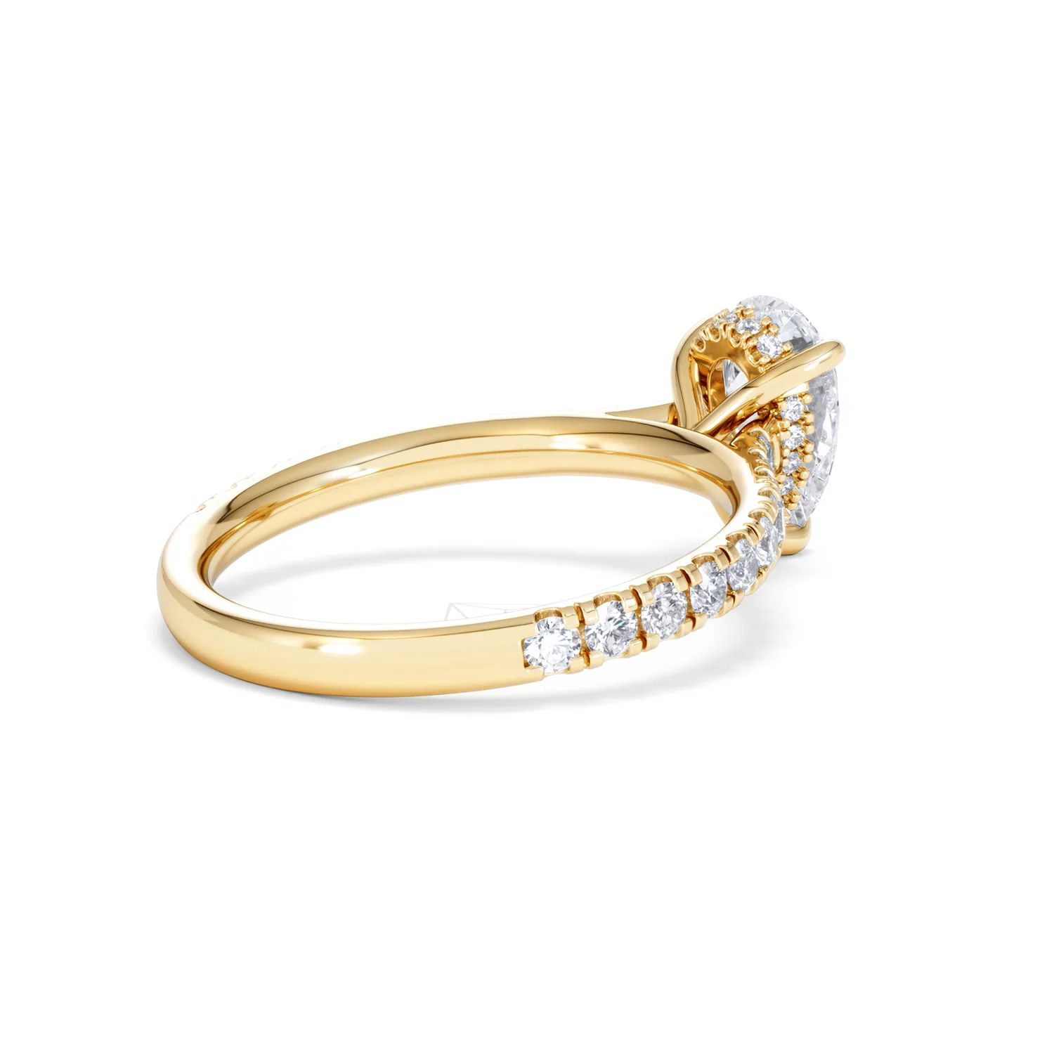 Amora Pear 1.47ct Hidden Halo Lab Diamond Engagement Ring With Side Stones Set in 18K Gold - Image 37