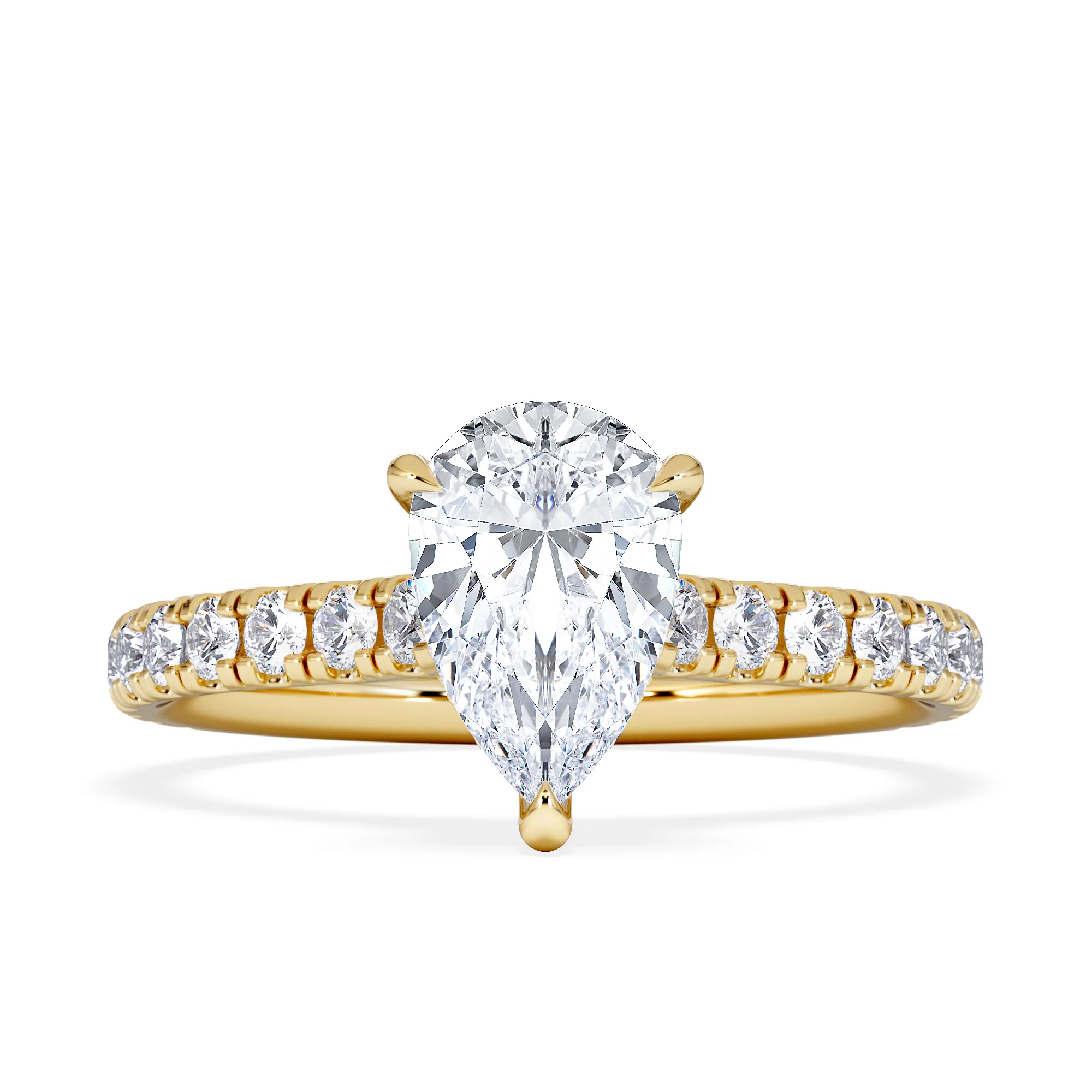 Amora Pear 1.47ct Hidden Halo Lab Diamond Engagement Ring With Side Stones Set in 18K Gold - Image 6