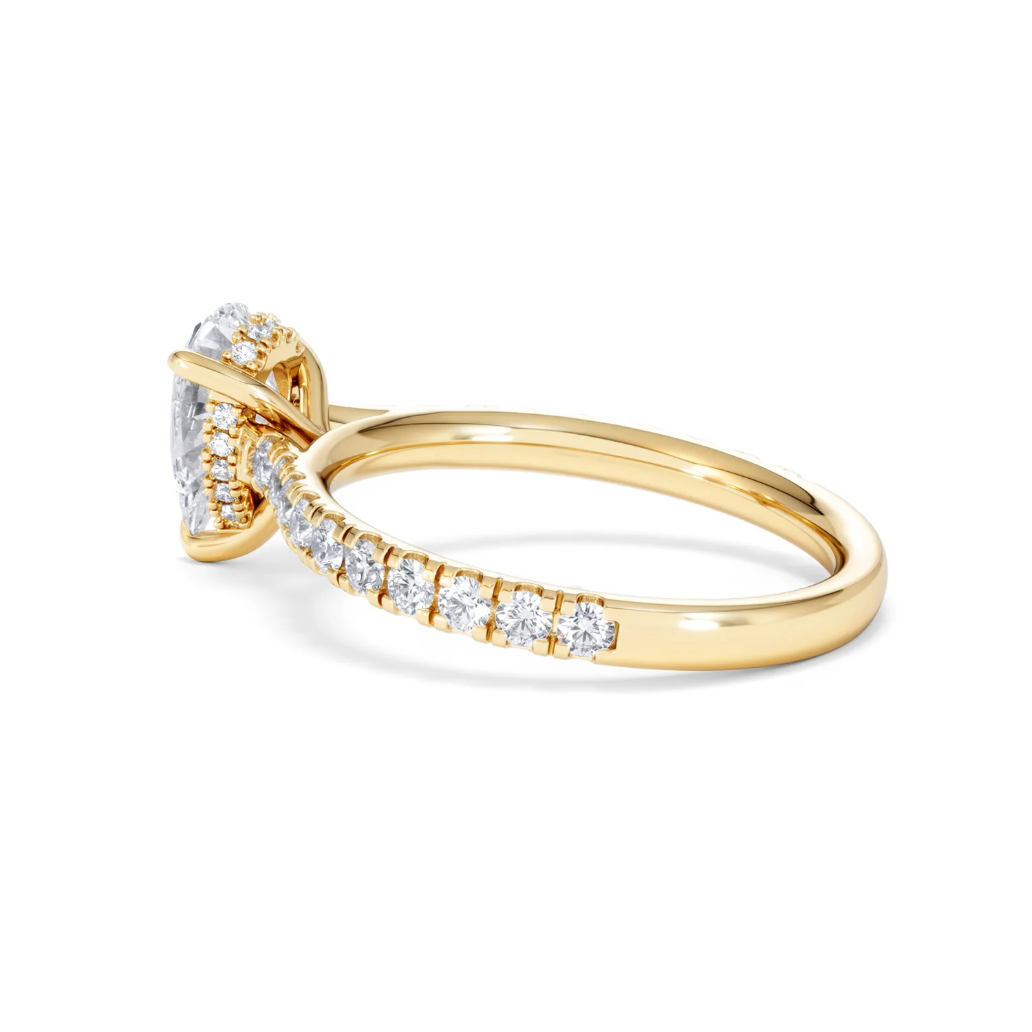 Amora Pear 1.47ct Hidden Halo Lab Diamond Engagement Ring With Side Stones Set in 18K Gold - Image 62