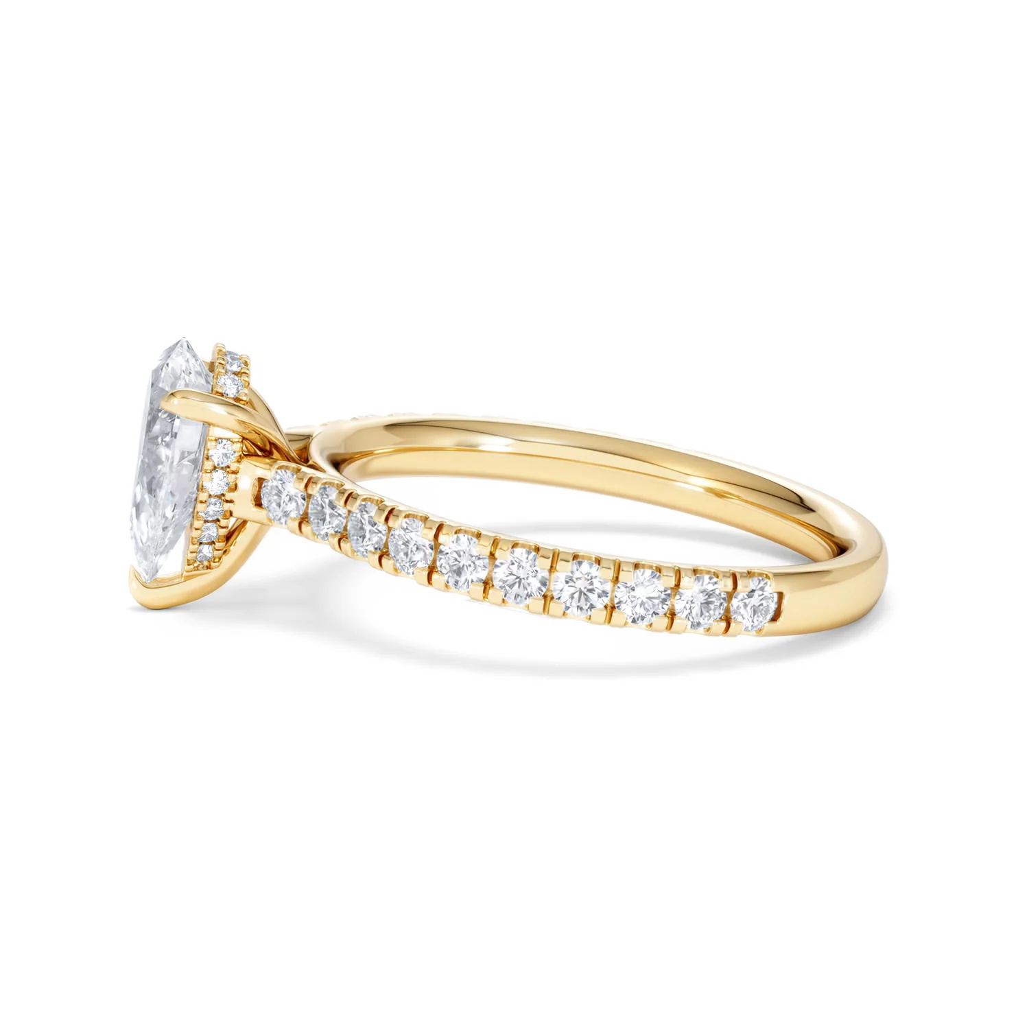 Amora Pear 1.47ct Hidden Halo Lab Diamond Engagement Ring With Side Stones Set in 18K Gold - Image 69